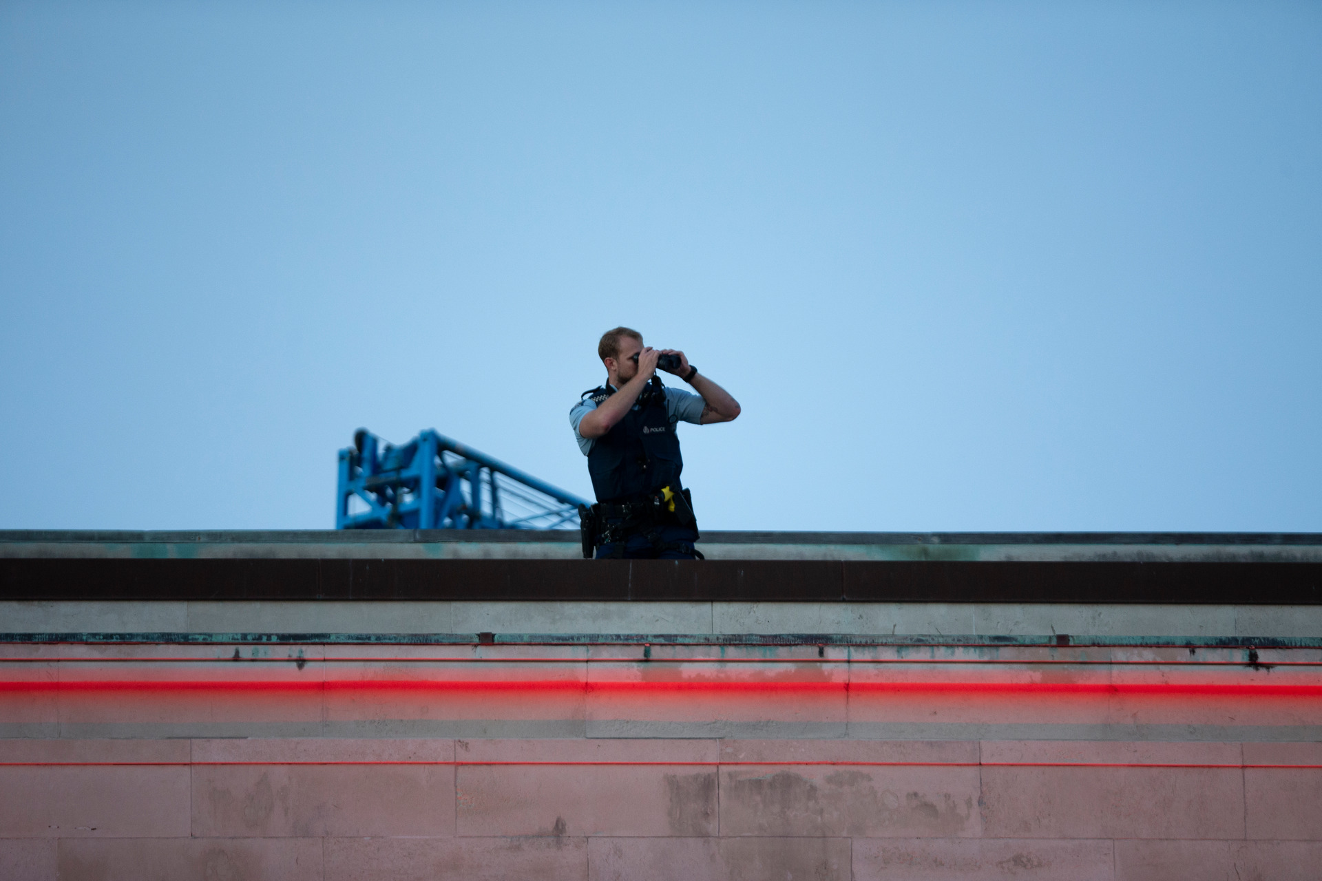 Police spotters at the Auckland War Memorial Museum today. Photo / Dean Purcell
