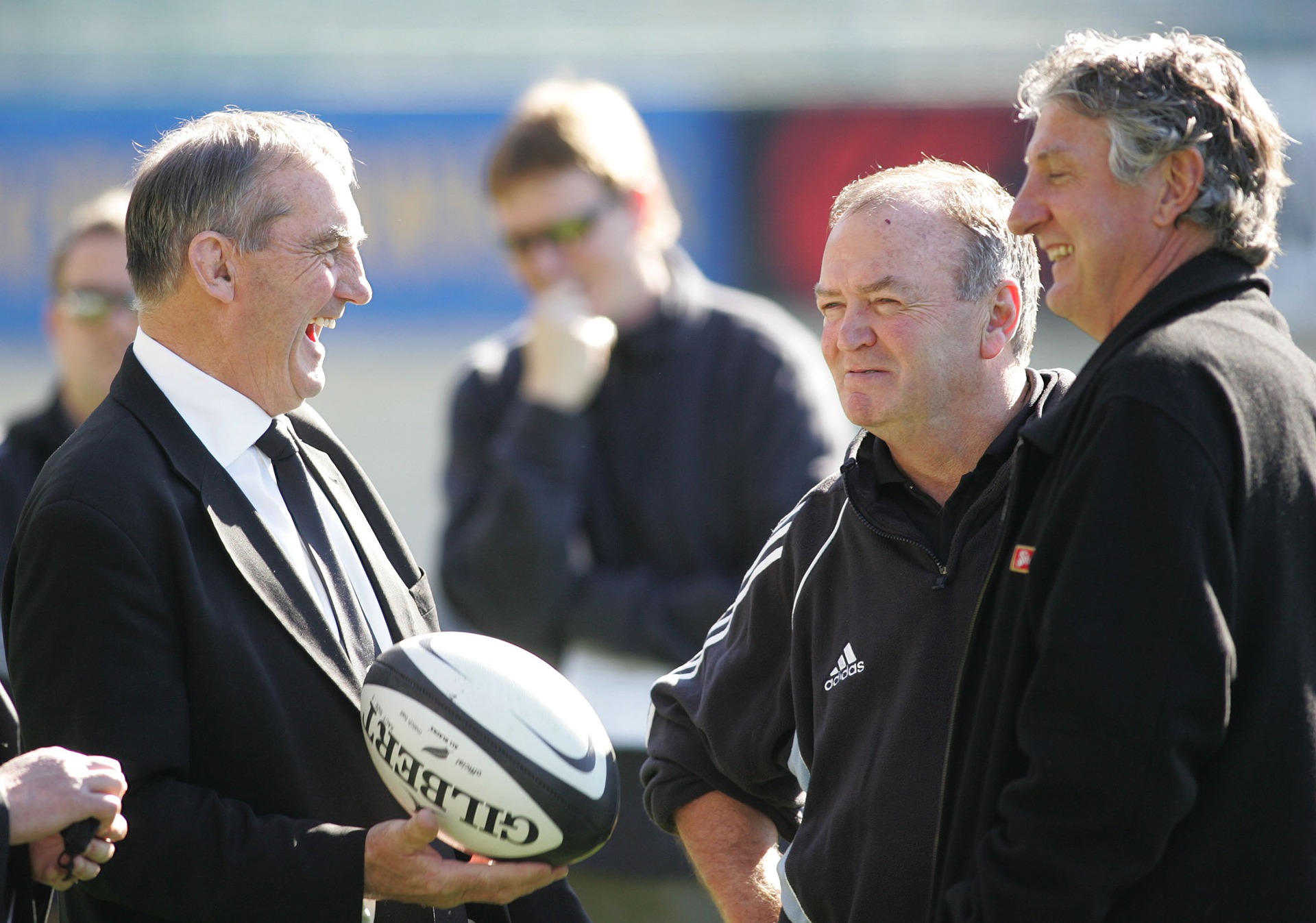 Andy Leslie, left, captained the All Blacks against the Springboks in 1976 while Graham Mourie, right, handed back the captaincy when the Boks toured here five years later. Photo / Mark Mitchell