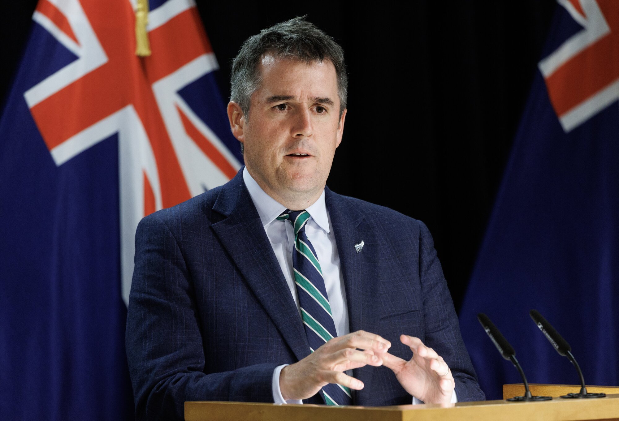 Transport Minister Chris Bishop emphasised that the revised plan goes beyond a second Mt Victoria tunnel to include a duplicate Terrace tunnel and three-laning on Vivian St. Photo / Mark Mitchell