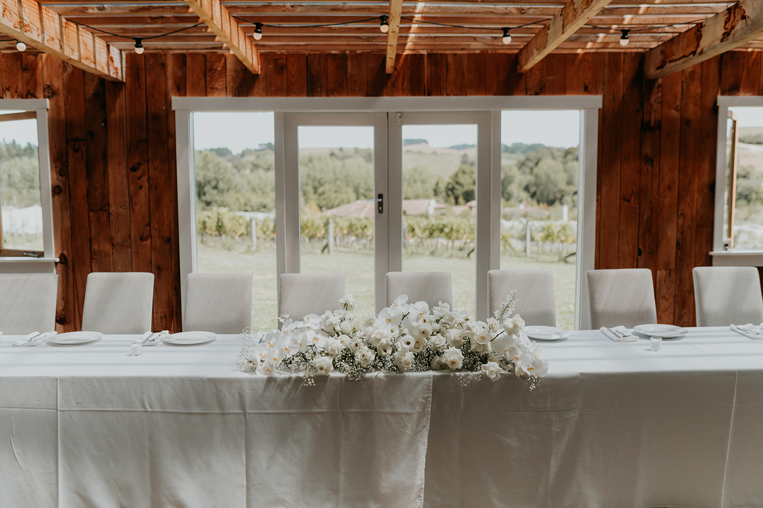 The couple wanted plain white flowers, with lots of texture. Photo / Moira West Photography