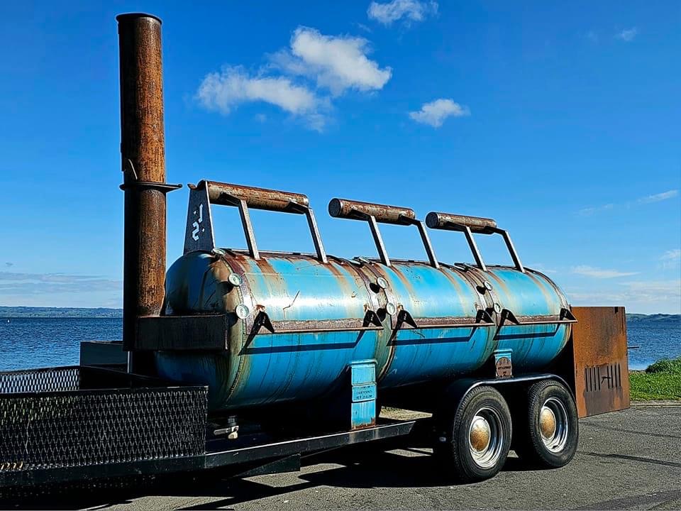 The custom built smoker that will sit on the deck of Alia and Shaun Branson's new restaurant. Photo / Supplied