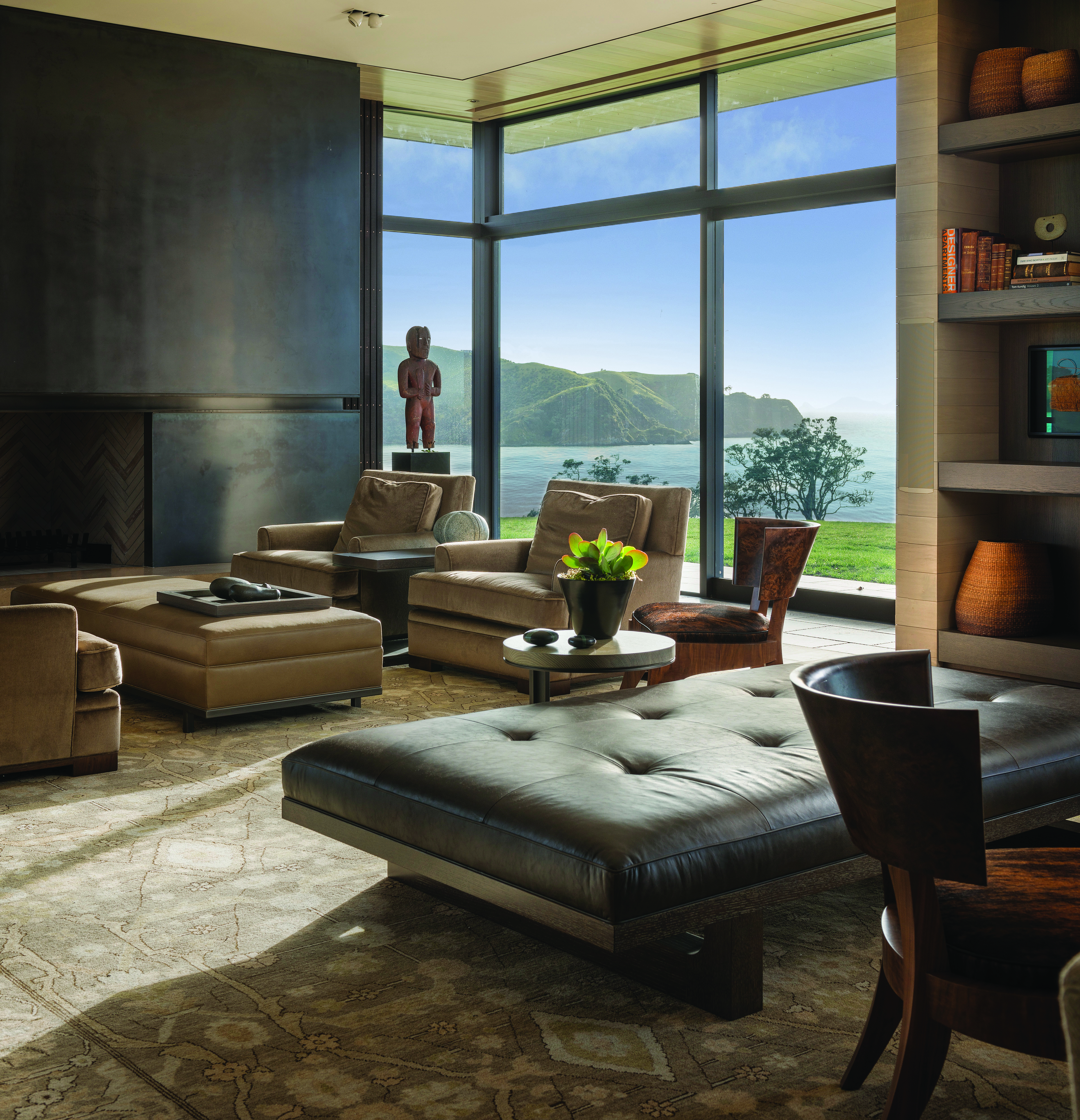 Inside the Cooper Residence, which houses a large collection of Māori artefacts and contemporary art.