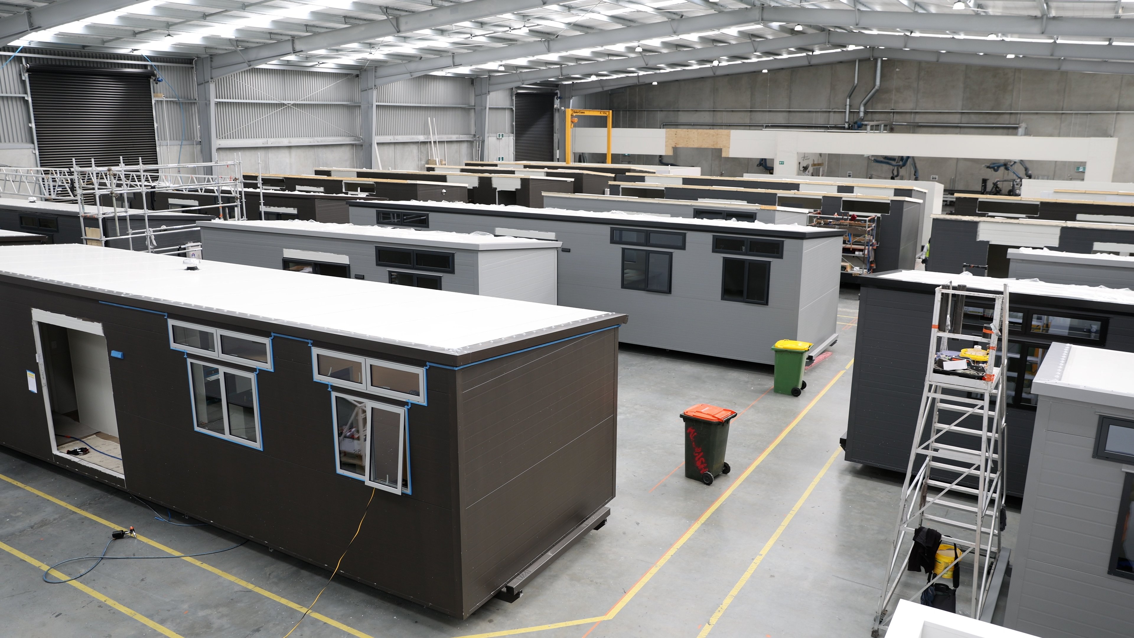 Around 25 homes were on the floor of the House Me tiny home factory, Takanini. on July 2, 2024. Photo / Michael Craig