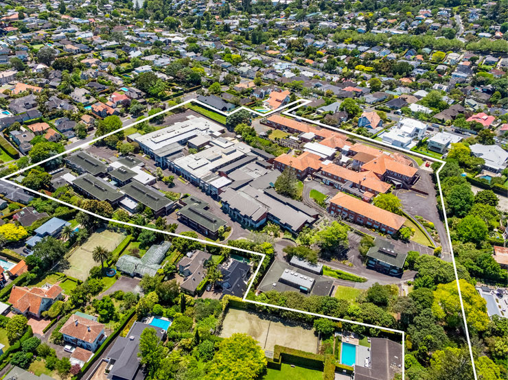 Scope of the site at 17 Upland Rd: the ex-Caughey Preston land has been bought by a company owned by Chinese migrants that has teamed up with a local trust involved in the retirement village sector.