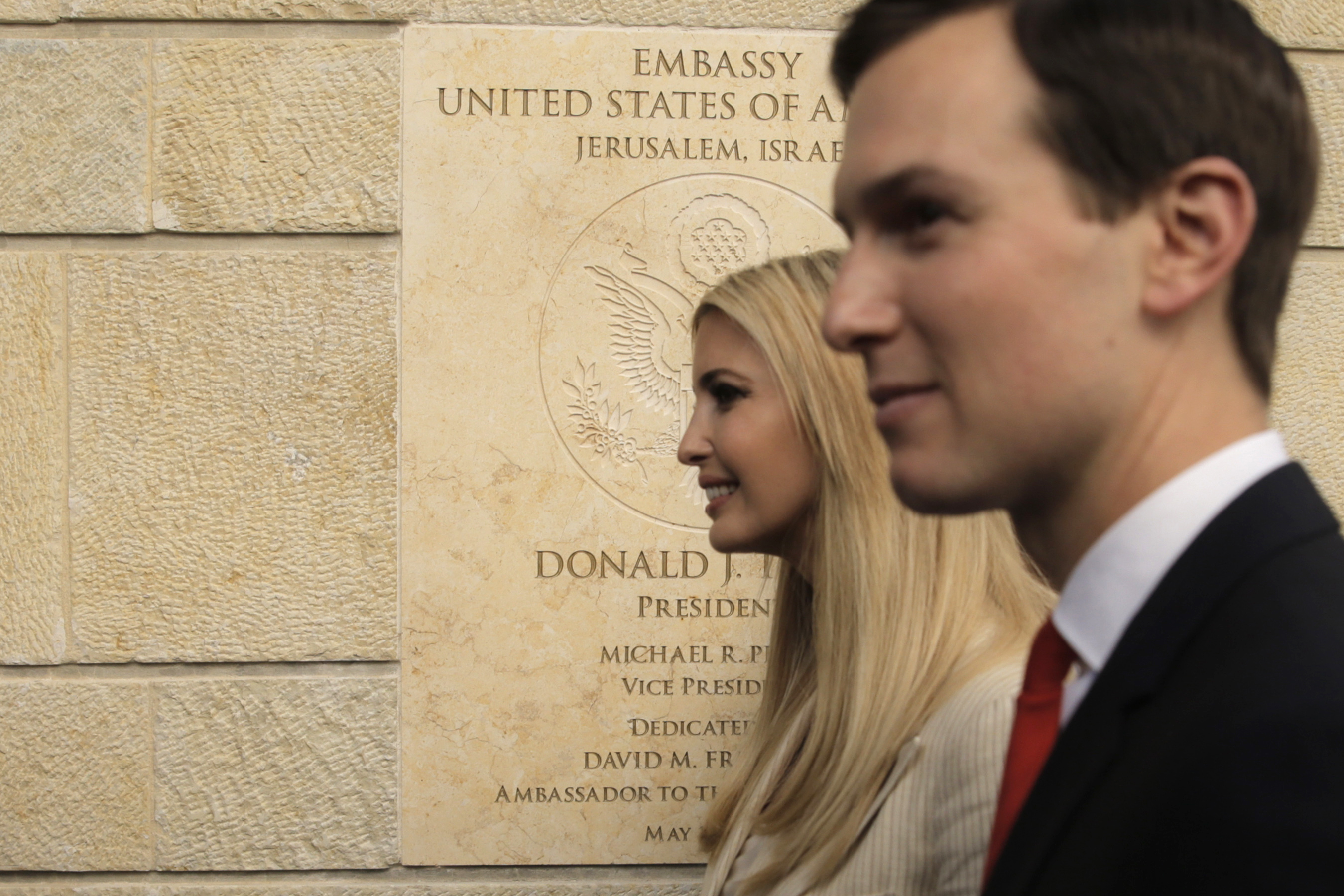 Ivanka Trump and Jared Kushner attend the opening ceremony of the new US Embassy in Jerusalem. Photo / AP 