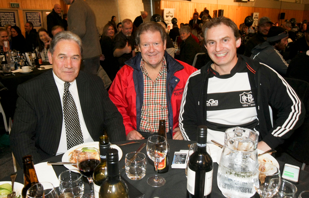 Winston Peters, former Napier mayor Bill Dalton and Stuart Nash at McLean Park in Napier,  Photo / NZME