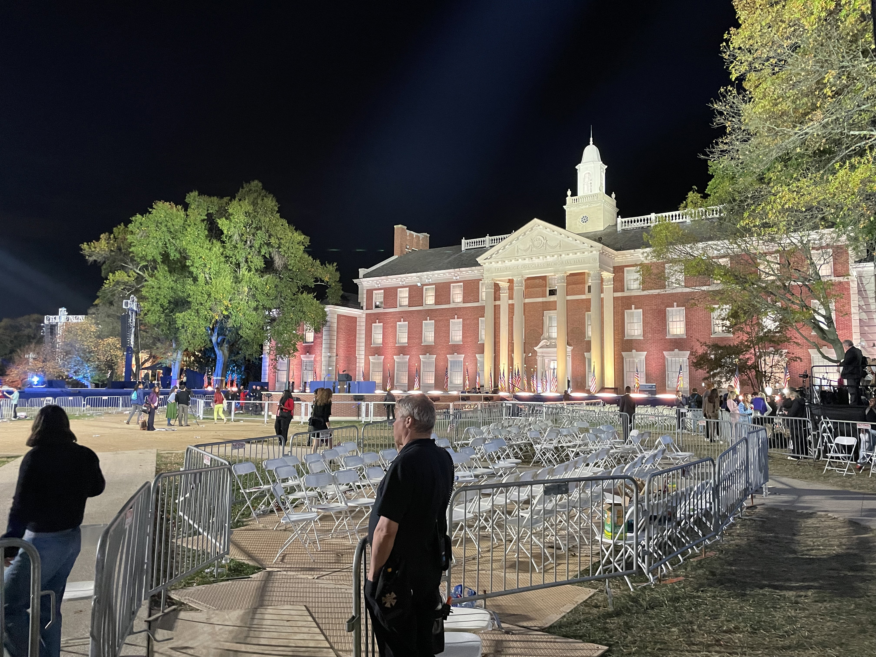 The crowds disappear from Howard University after hearing Kamala Harris won't speak tonight. Photo / Thomas Coughlan