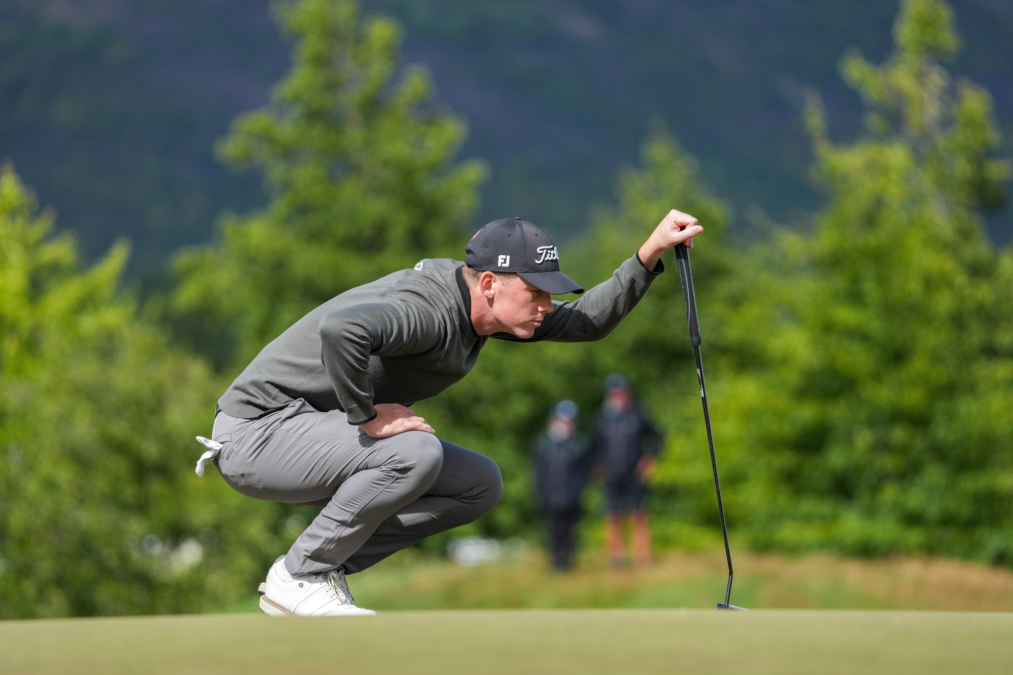 Daniel Hillier lining up a putt during his final round. Photo / Photosport
