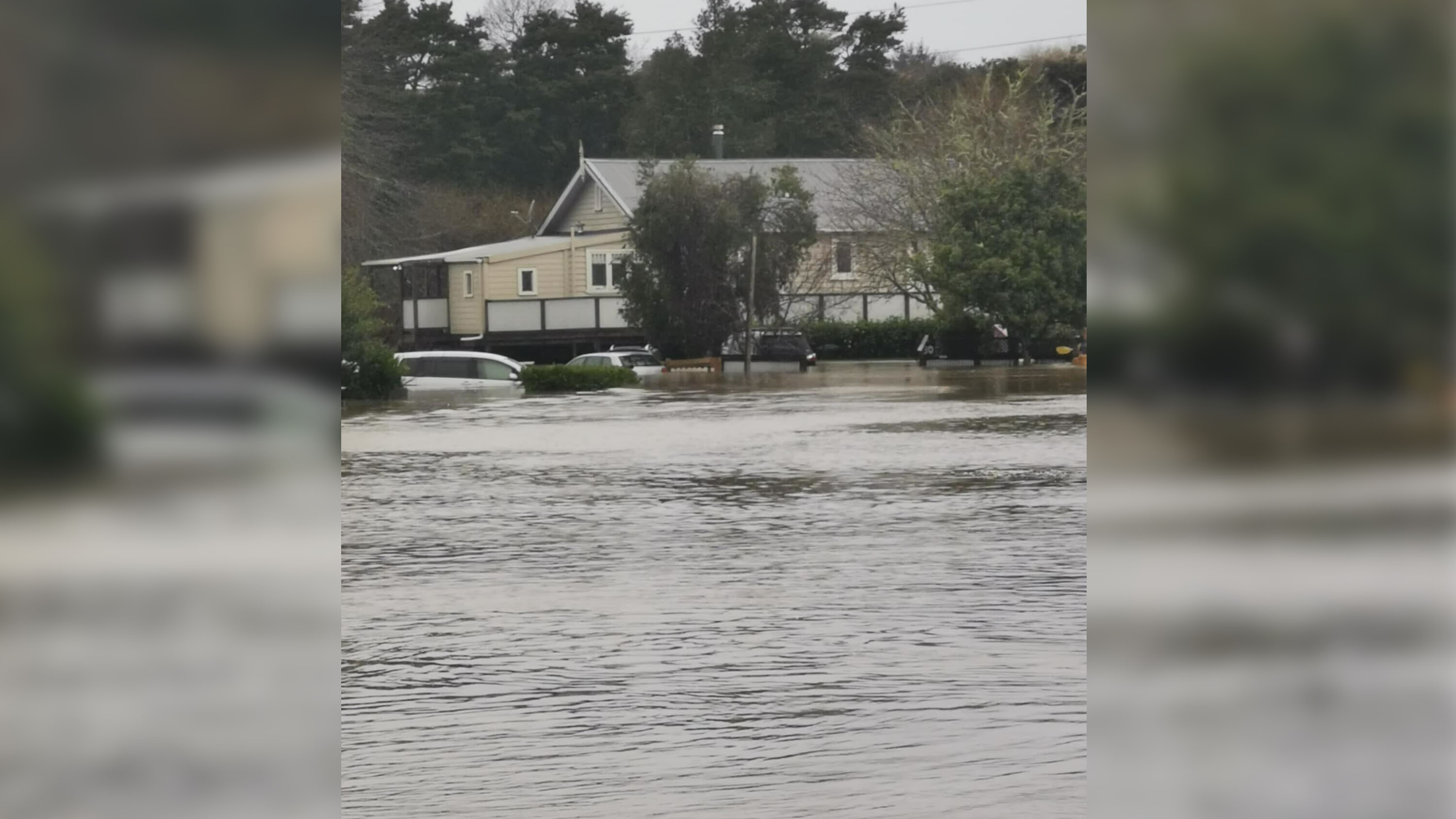 Flooding in Pinotage Place in Huapai, Auckland during the 2021 floods
Photo / Brendon Deacon