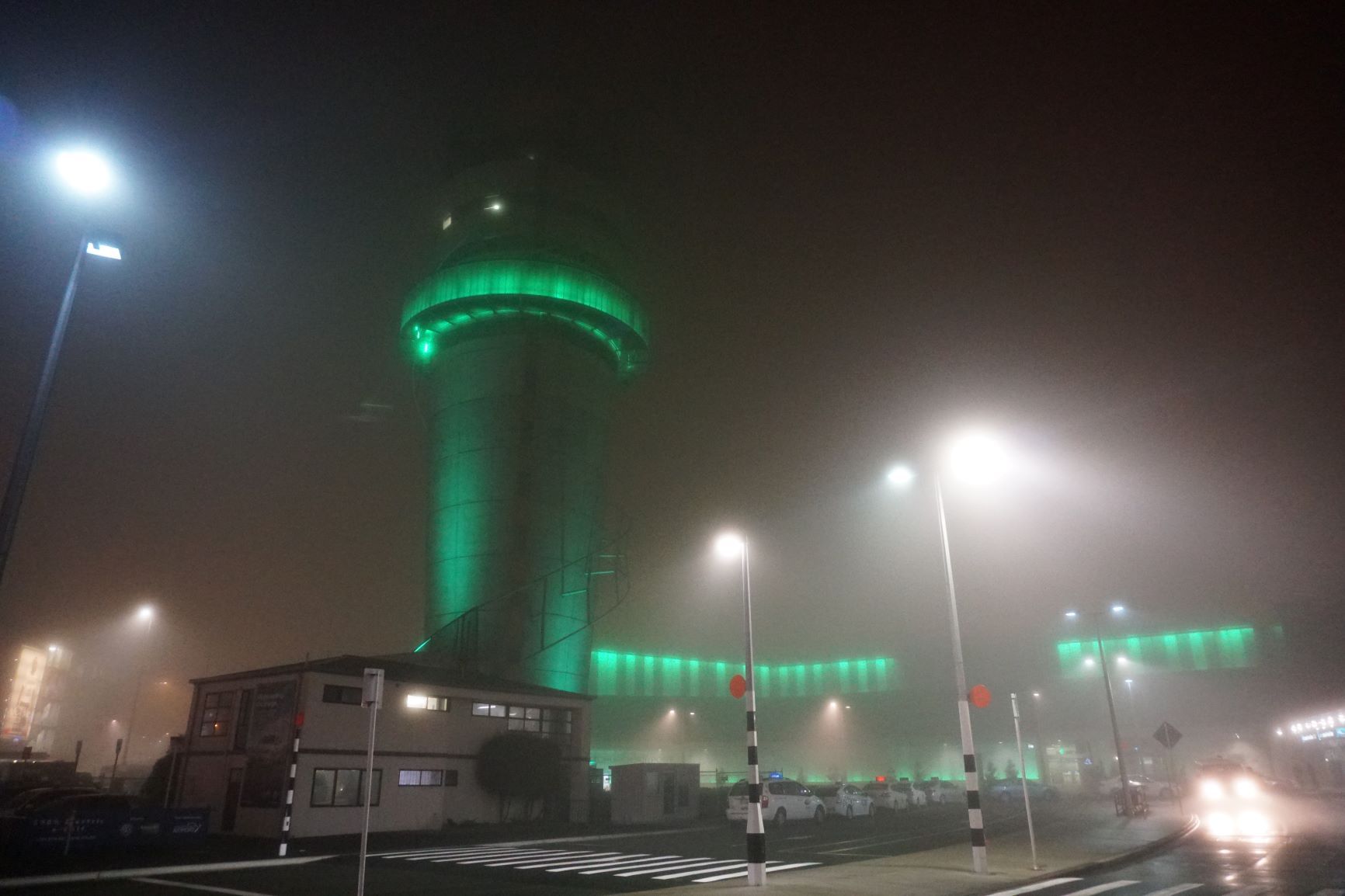 The Christchurch control tower during a foggy morning.  Photo / Grant Bradley