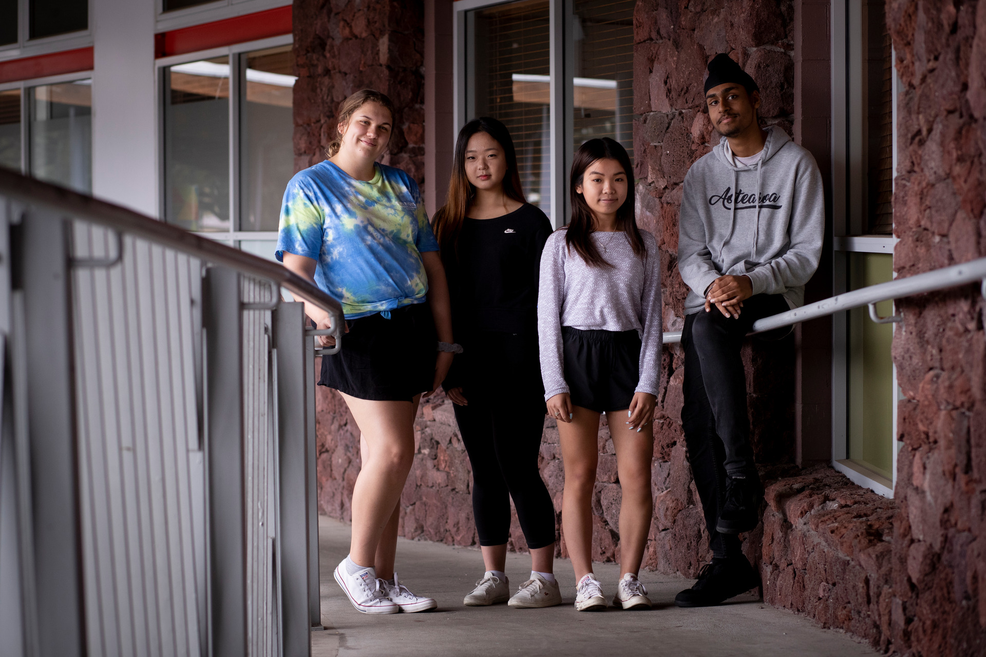 Sarisha Claassen, Kelly Cha, Emma Kwan, and Bhajanpreet Singh, from Netsafe's Youth Action Squad. The group was set up last year to advise young people on online safety. Photograph / Dean Purcell