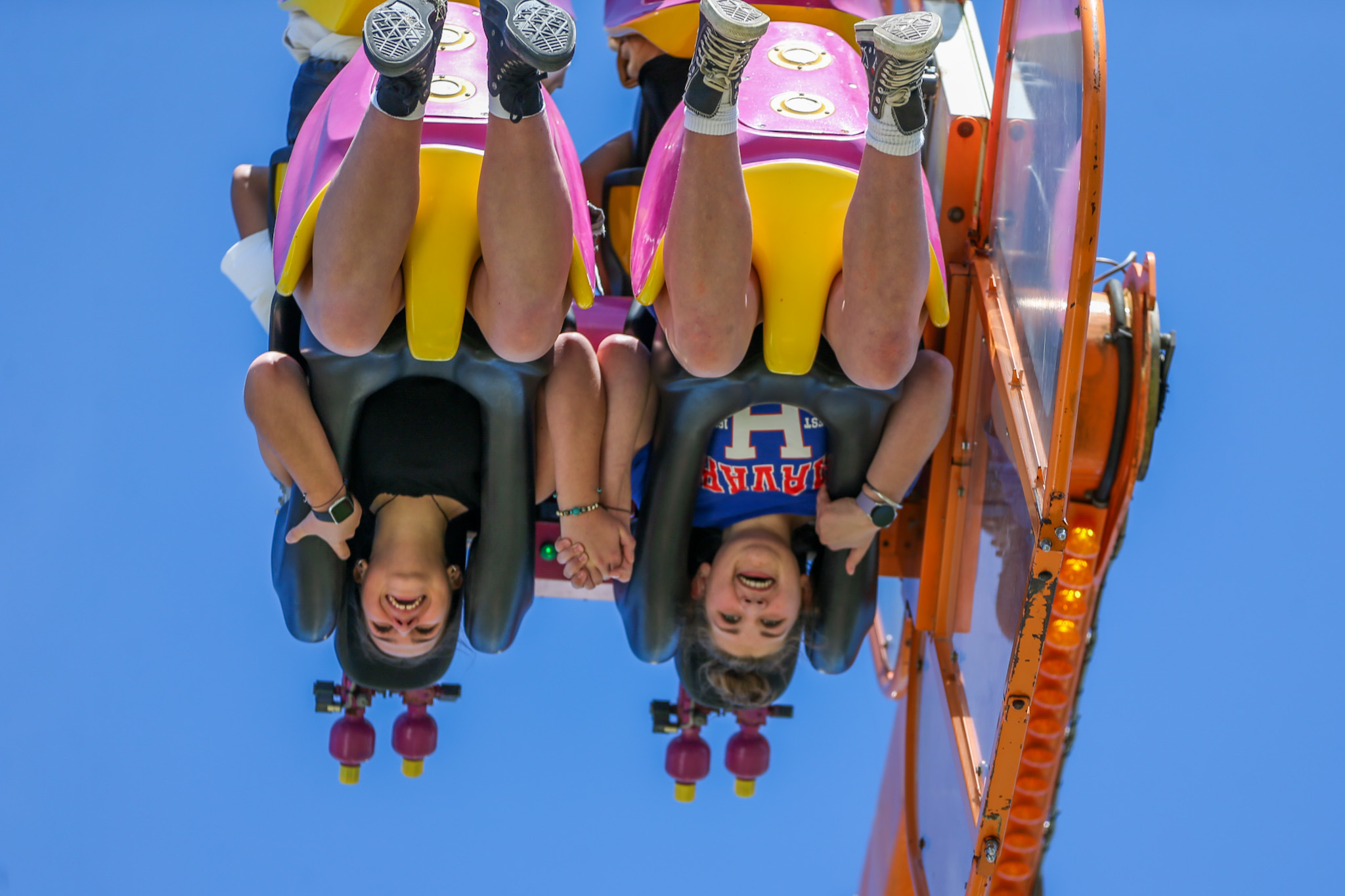 Olivia McDonald and Madison Murdoch from Waipukurau took a turn on the sideshows.