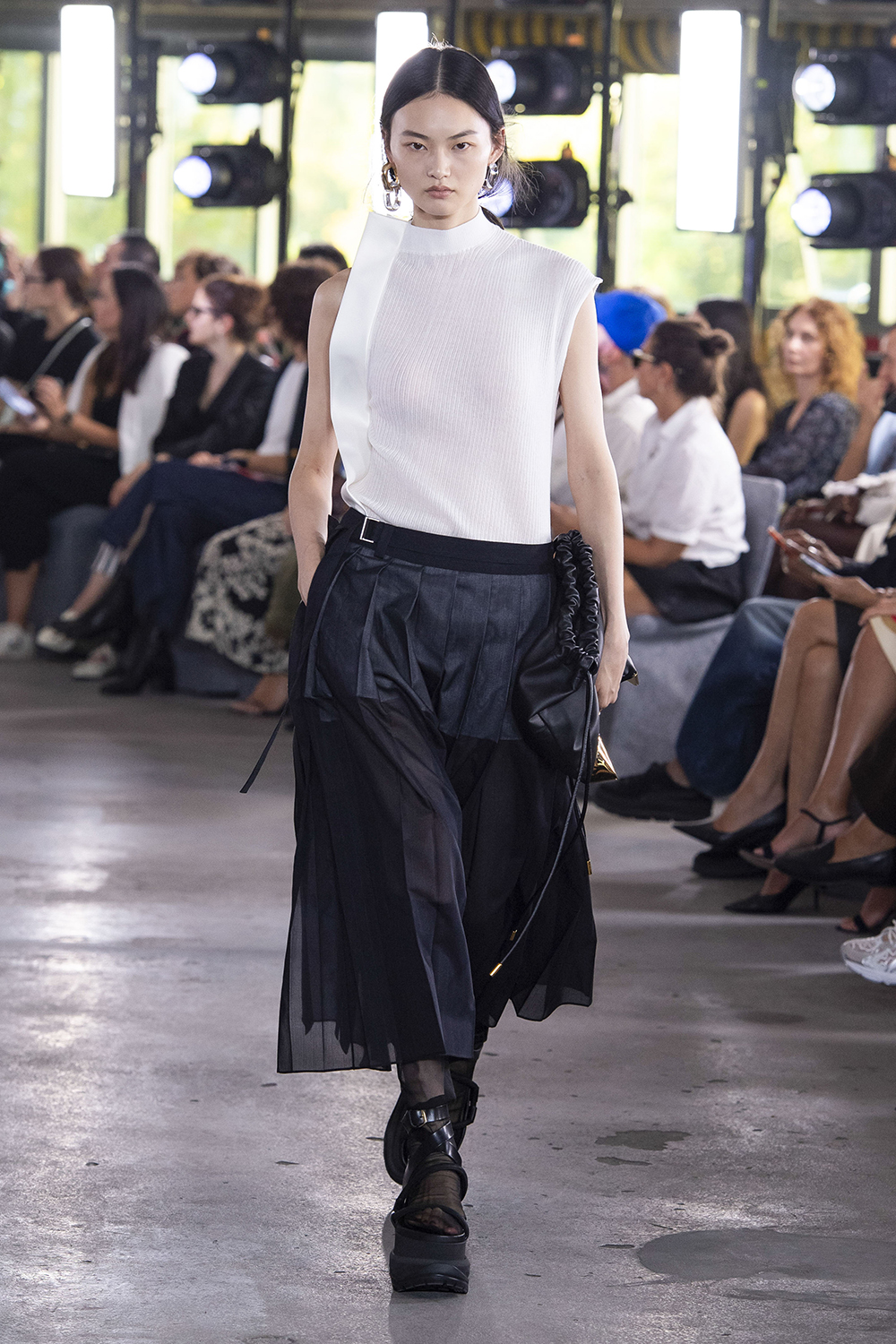 A model walks the runway during the Sacai spring 2024 show. Photo / Getty Images