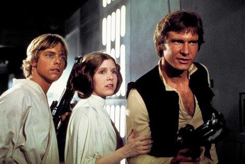 Mark Hamill as Luke Skywalker, Carrie Fisher as Princess Leia Organa, and Harrison Ford as Hans Solo. Photo / Supplied