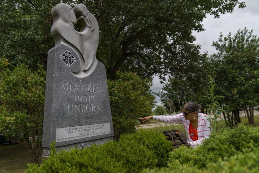 A memorial for unborn children outside  St James Catholic Church. Photo / AP