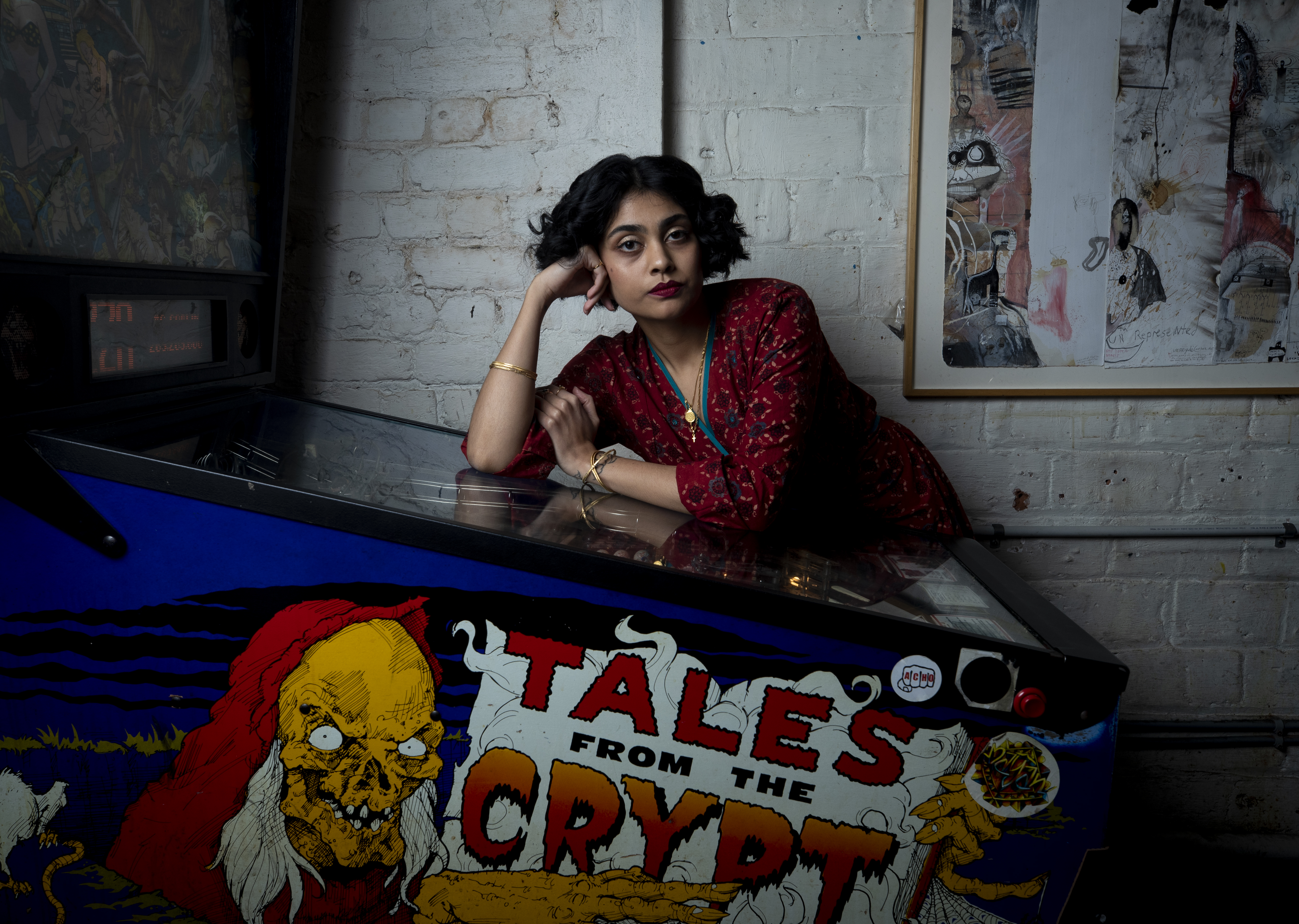 A fantasy and anime fan, Singh uses humour to explore darker themes. Shot on location at The Wine Cellar in St Kevins Arcade. Photo / Dean Purcell.