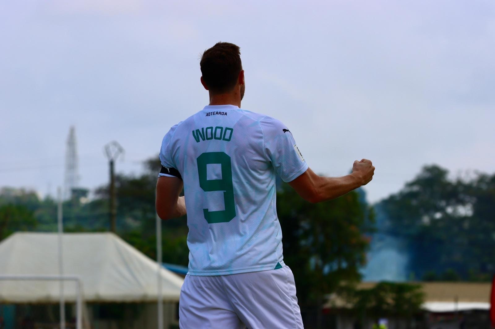 Chris Wood celebrates scoring the All Whites' second goal. Photo / Oceania Football Confederation