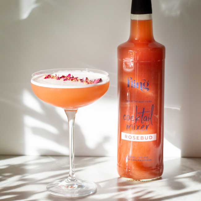 Fling Cocktails' alcohol-free Rosebud mixer. Photo / Supplied