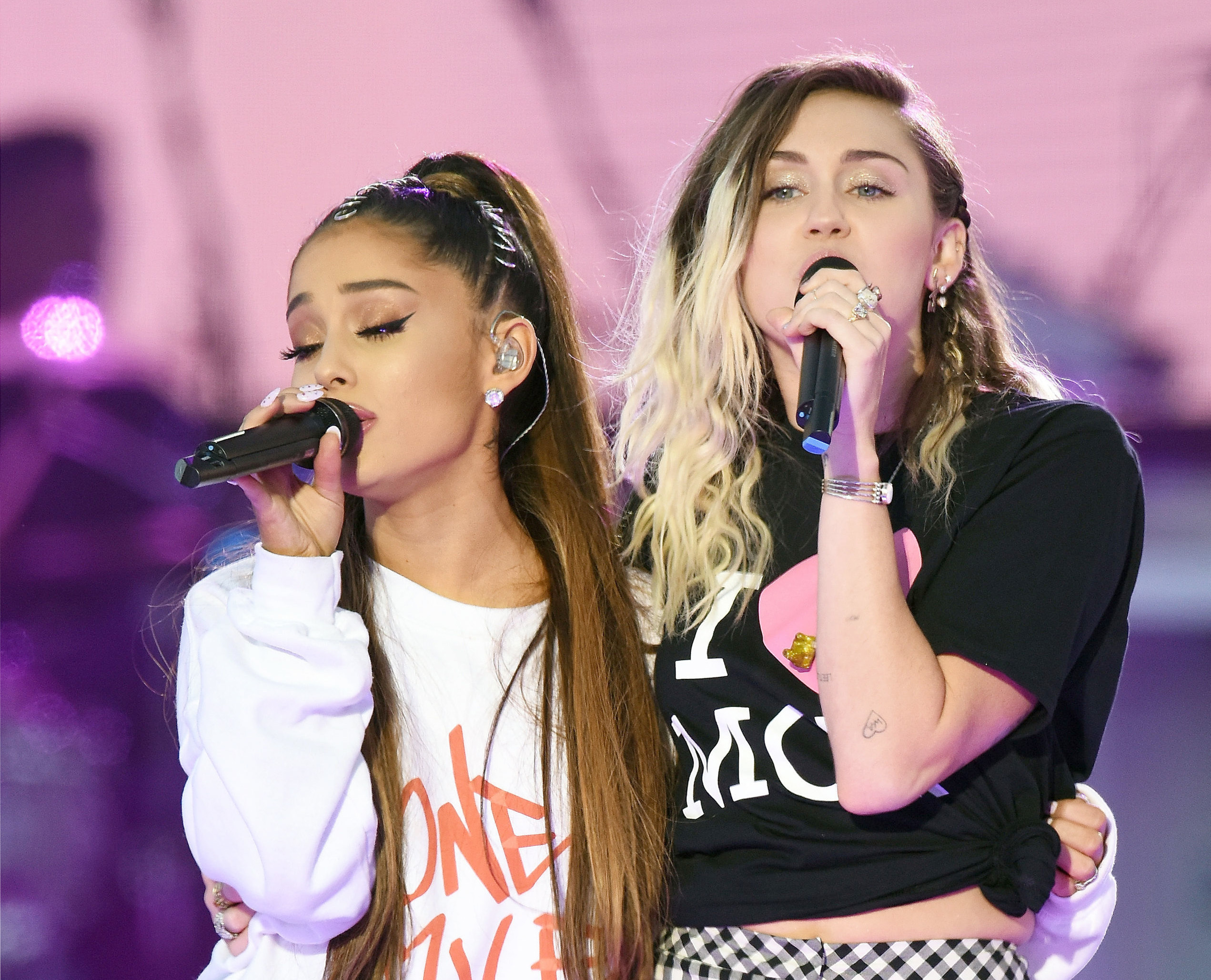 Ariana Grande and Miley Cyrus covered Crowded House's 'Don't Dream It's Over' at the One Love Manchester tribute concert. Photo / AP