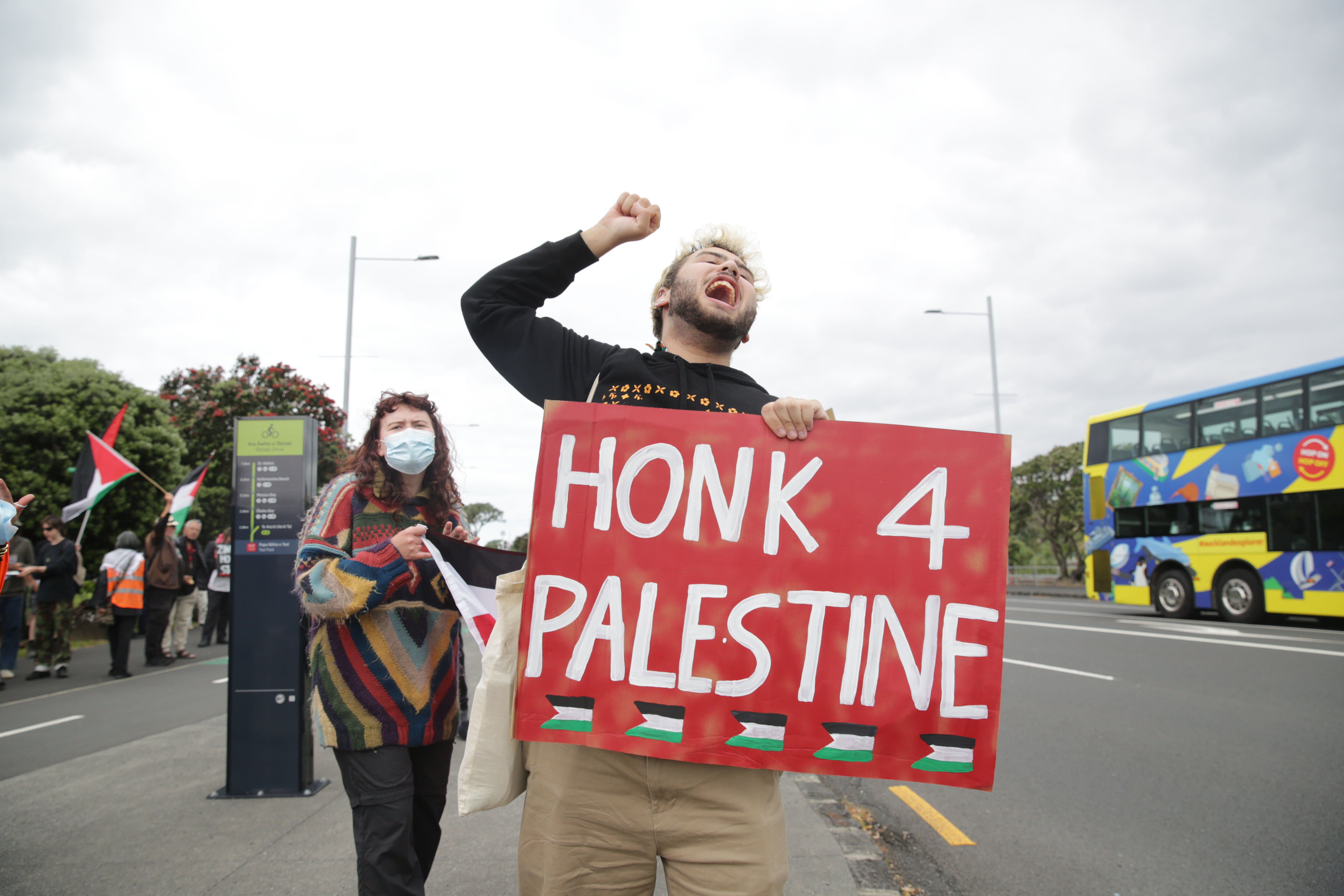 Protest for Palestine at Ports of Auckland. Photo / Sylvie Whinray