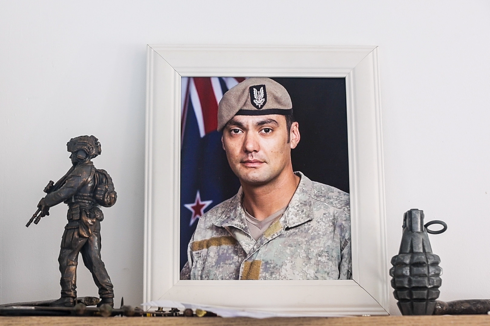 A whānau household memorial to NZSAS Lance Corporal Nik Kahotea. Photo / Michael Craig