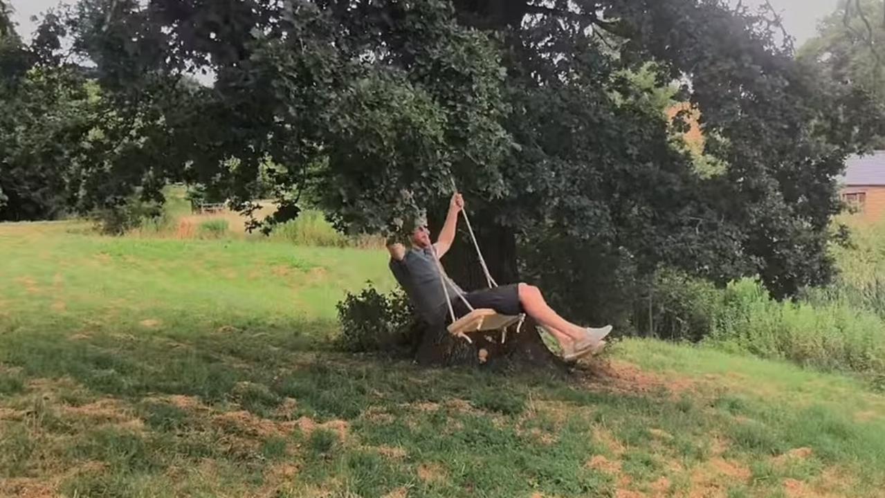 Harry in the garden behind Frogmore Cottage. Photo / Netflix