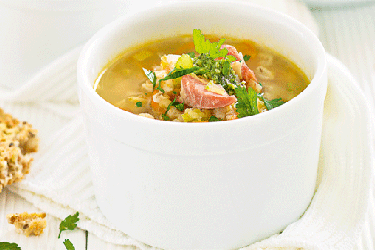 Ham hock and winter vegetable soup-image