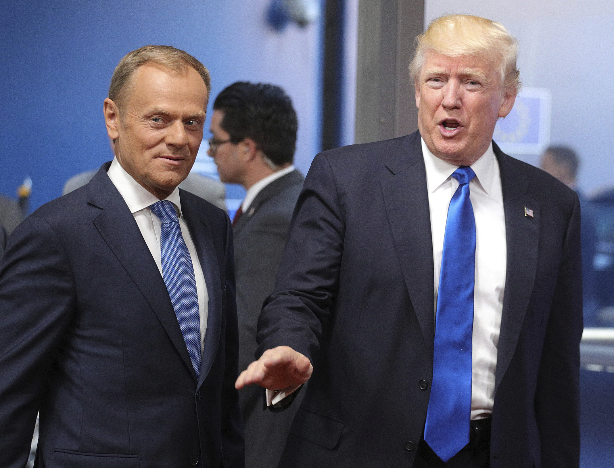 US President Donald Trump and European Council president Donald Tusk in May 2017. Photo / AP