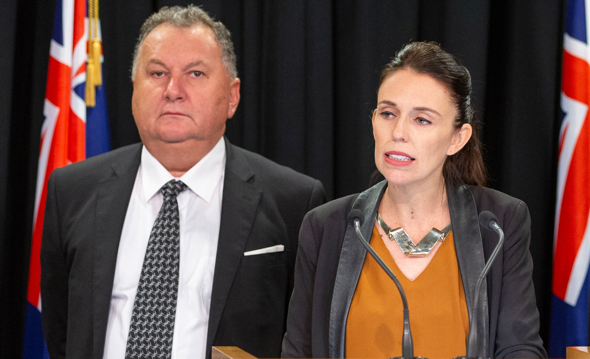 Shane Jones has an out-of-body experience as the then Prime Minister announced the oil and gas ban in 2018. Photo / Mark Mitchell