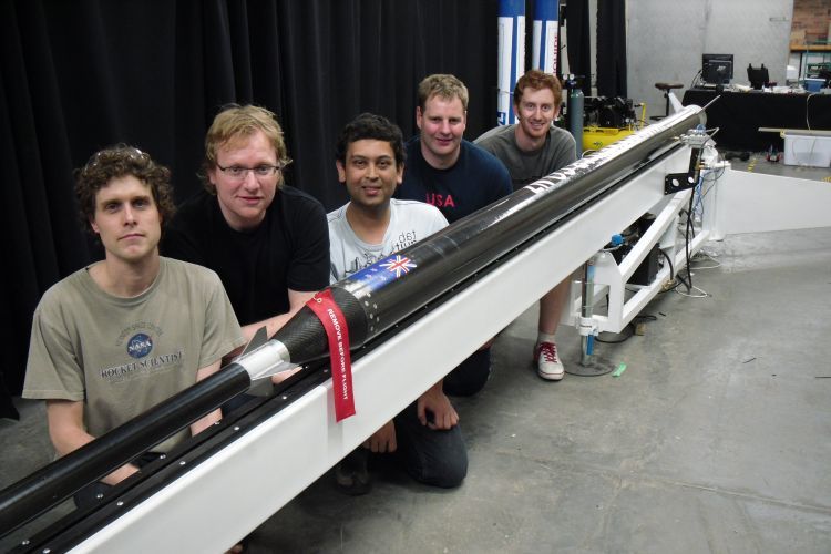 Peter Beck, Mark Rocket and other team members in the very early days of Rocket Lab - prior to the 2009 launch to space of their Ātea-1 rocket. 