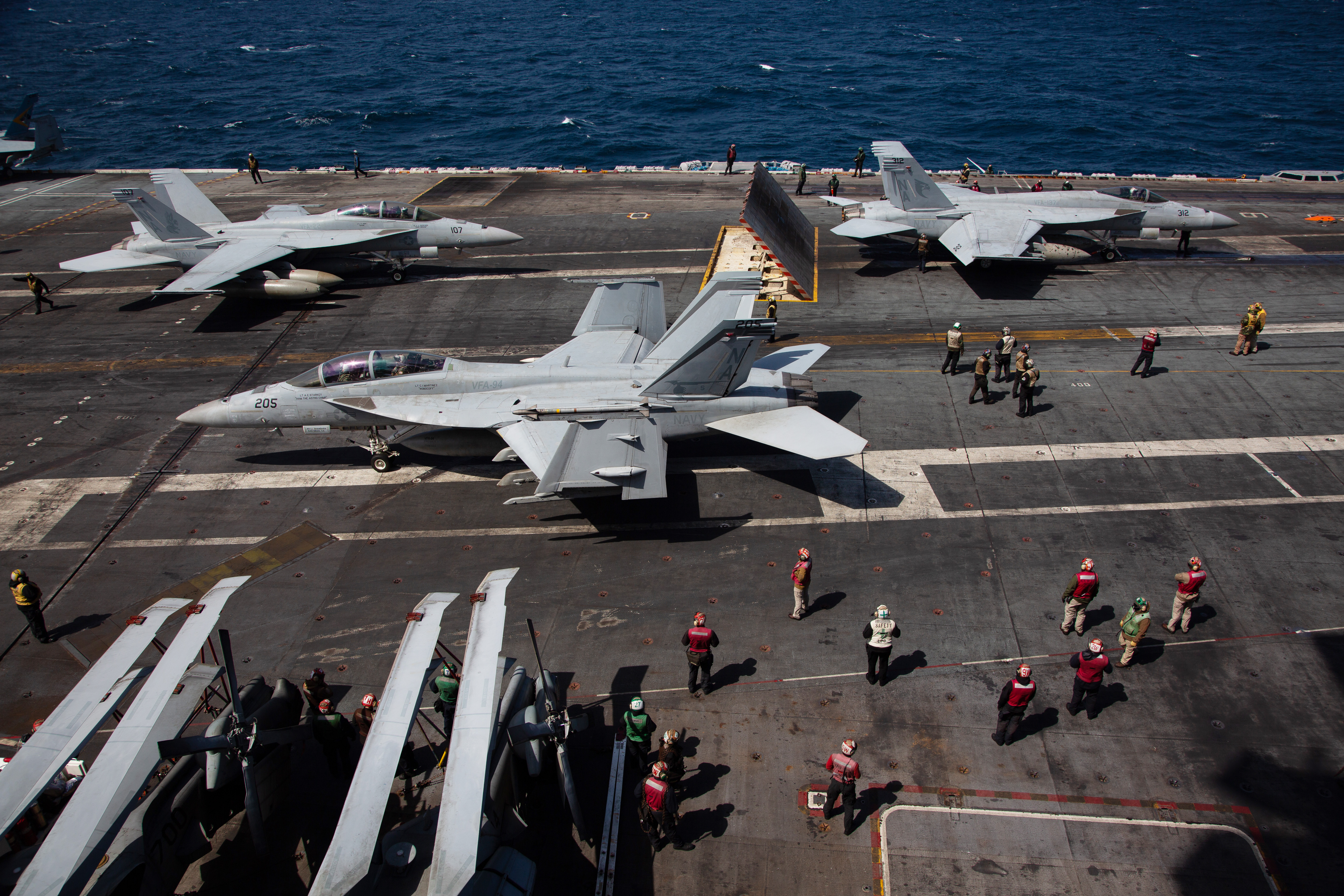 There have been growing tensions between China and the US and its allies. Pictured is the flight deck of the aircraft carrier USS Nimitz during a South Korea and US combined maritime exercise last week. Photo / Getty Images