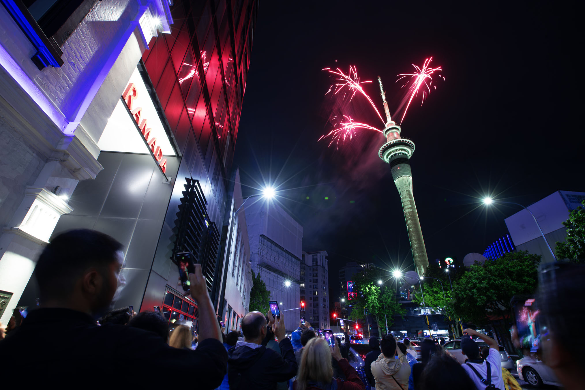 Fireworks from the Sky Tower in Auckland City on New Year's Eve 2023.
 Photo / Hayden Woodward