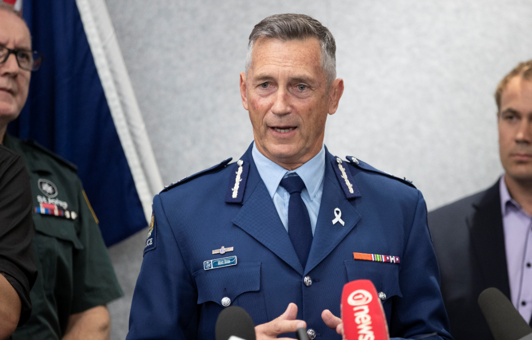 Police commissioner Mike Bush briefing media on the Christchurch shootings. Photo / Mark Mitchell