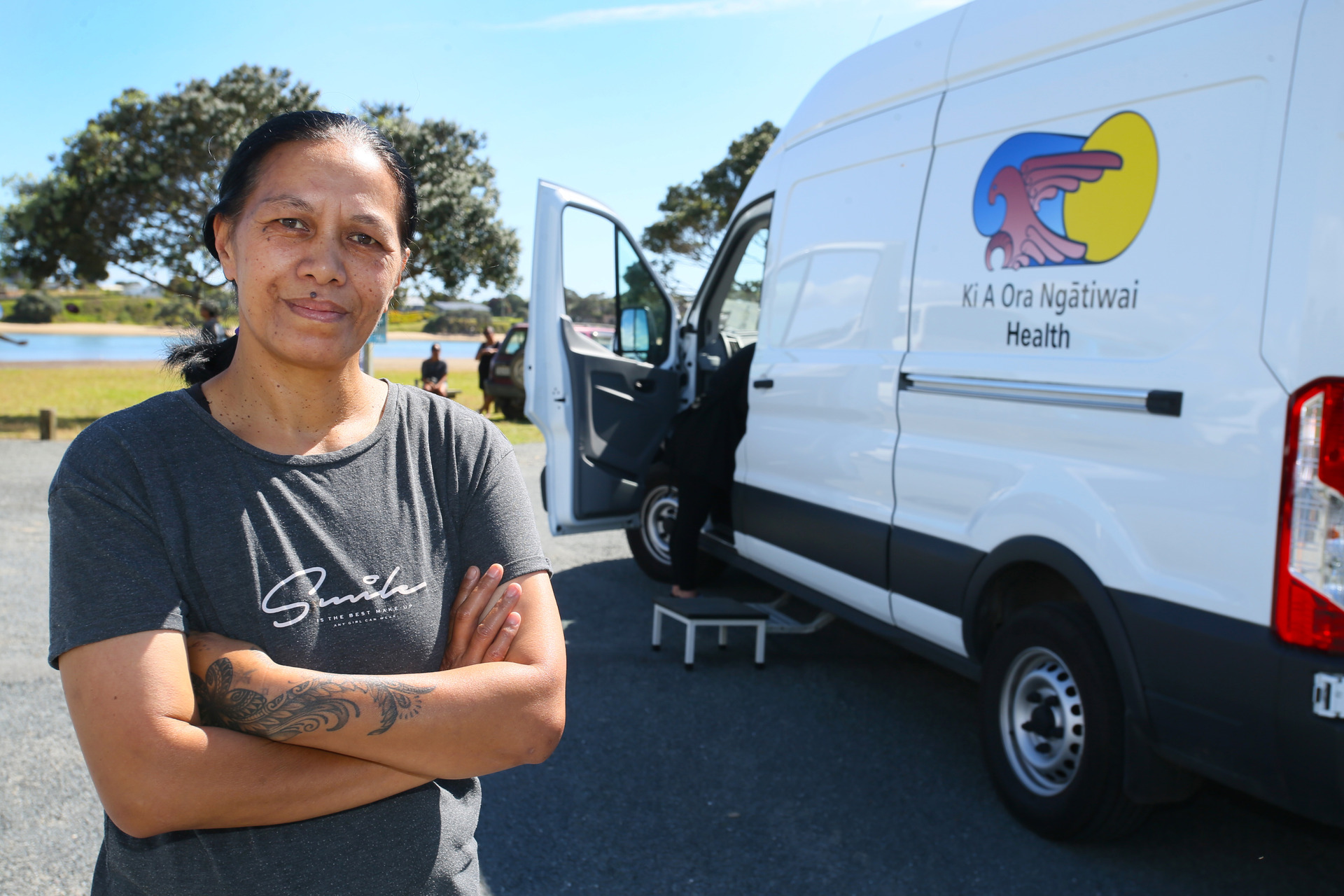 Māori-led health services during the Covid pandemic, such as this Ki A Ora Ngātiwai mobile clinic with staffer Ruve Wihongi, were essential in vaccination efforts in Māori communities. Photo / Tania Whyte
