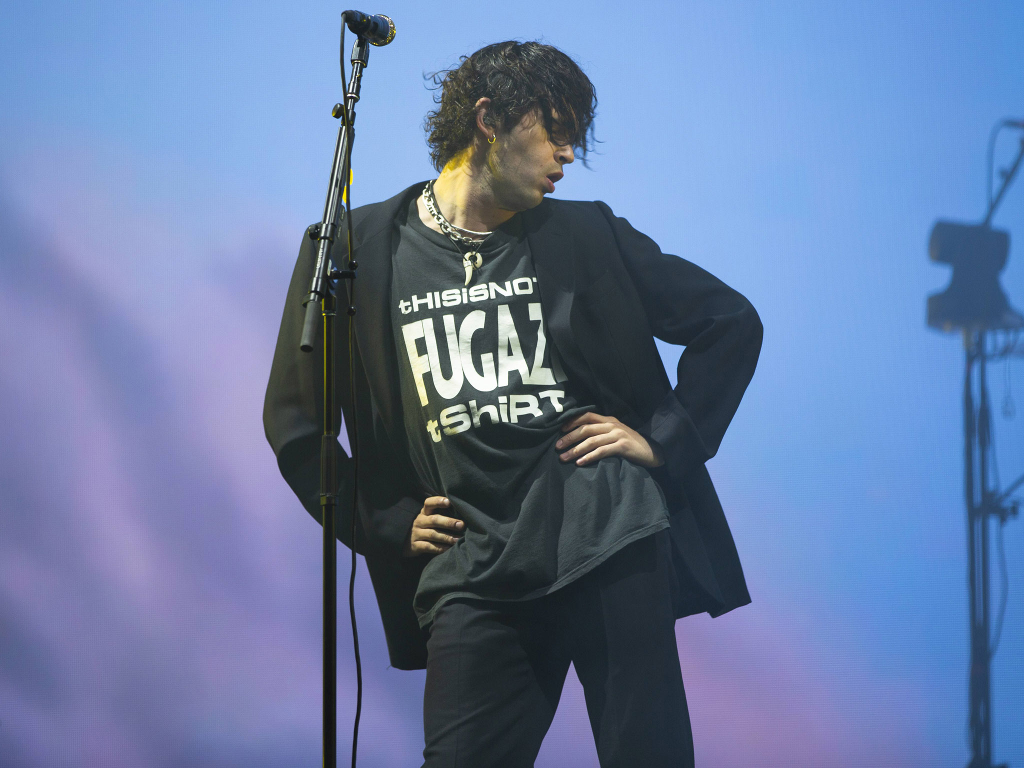 Matt Healy of The 1975 performs at Leeds Festival 2019, Bramham Park, Leeds.