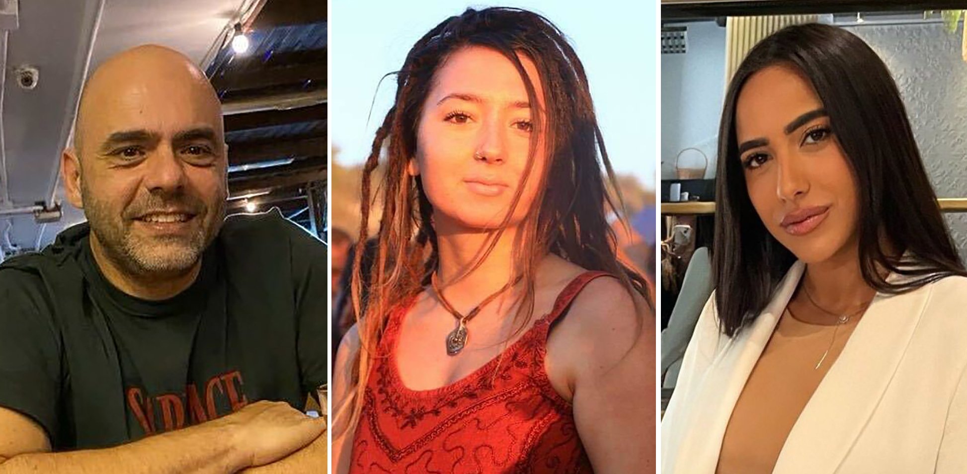 The bodies of Itzik Gelerenter (left), Shani Louk and Amit Buskila have been found by the Israeli military in Gaza after they were killed by Hamas during an attack in October. Photo / AP