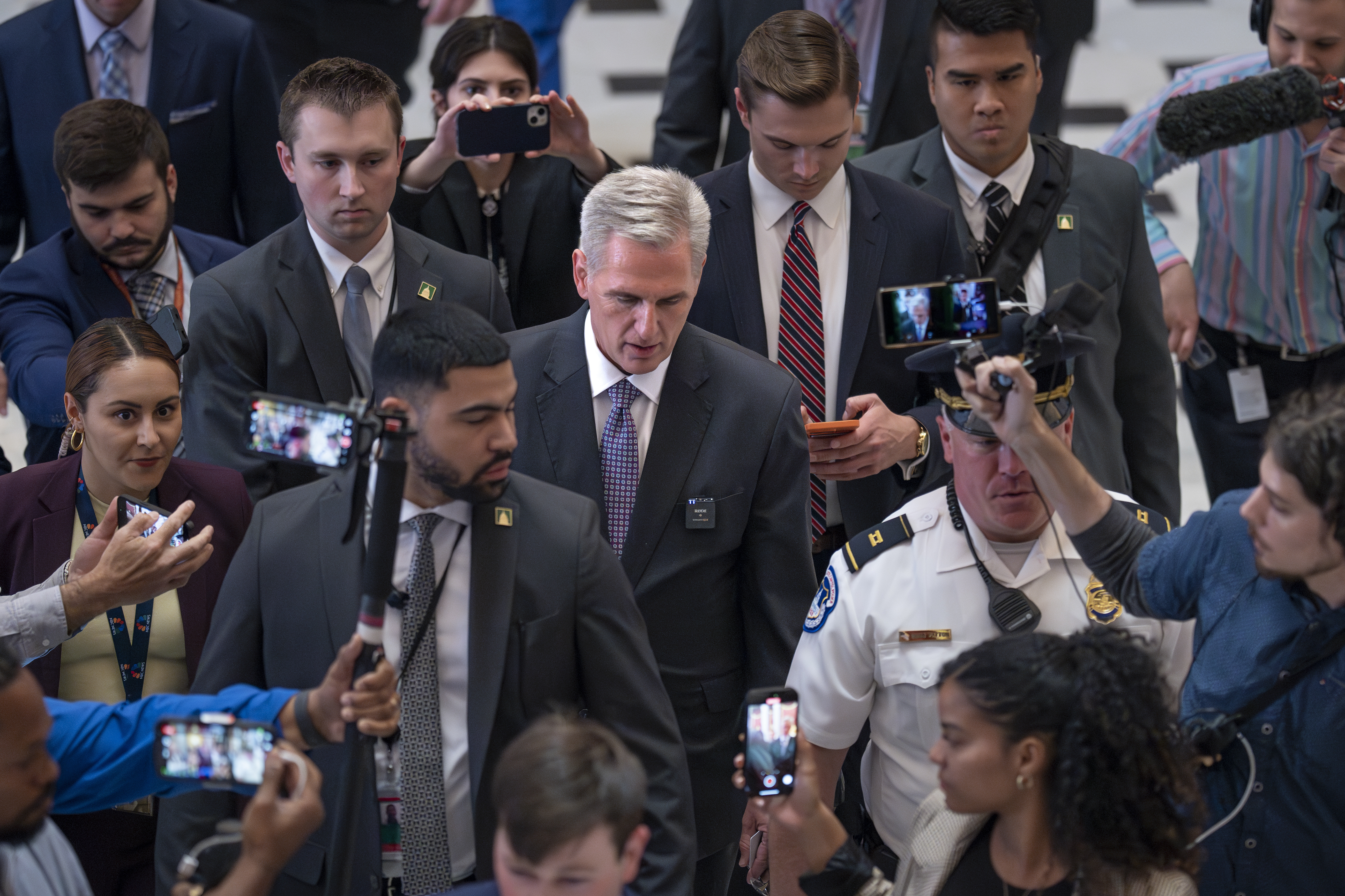 Speaker of the House Kevin McCarthy leaves the chamber after passage of a crucial procedural vote on the debt ceiling and budget cuts package negotiated with President Joe Biden. Photo/ J Scott Applewhite, AP
