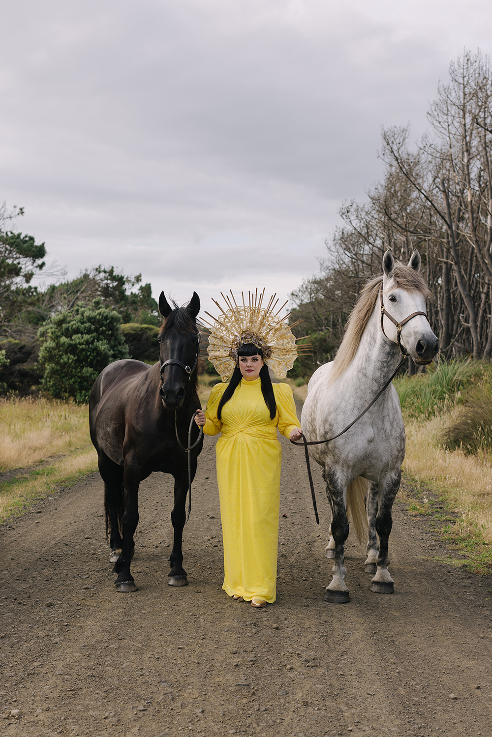 For her new album Kingmaker, Neilson's swapped her trademark beehive for bold crowns and headpieces. Photo / Supplied 