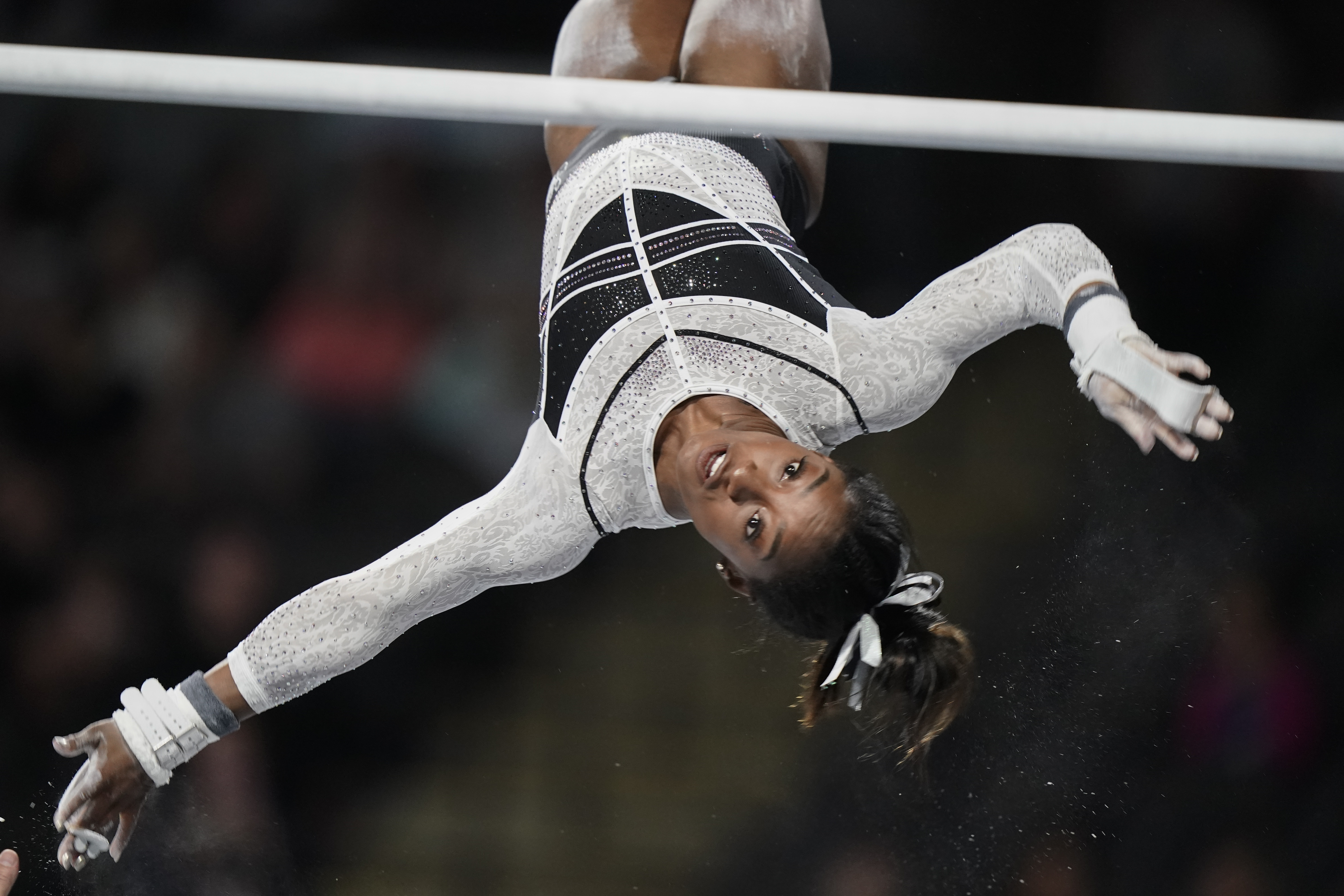 Simone Biles warms up at the US Classic gymnastics competition. Photo / AP