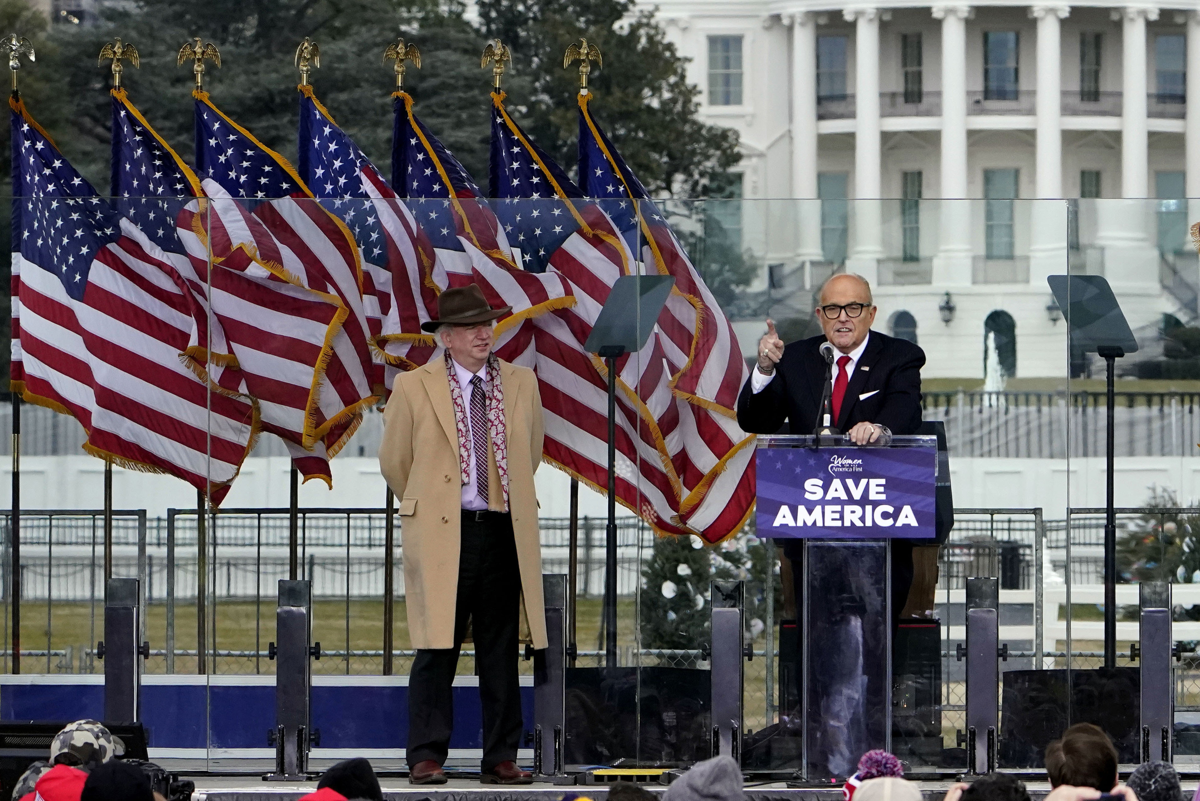 Former New York mayor Rudolph Giuliani speaks in Washington at a rally in support of President Donald Trump, called the