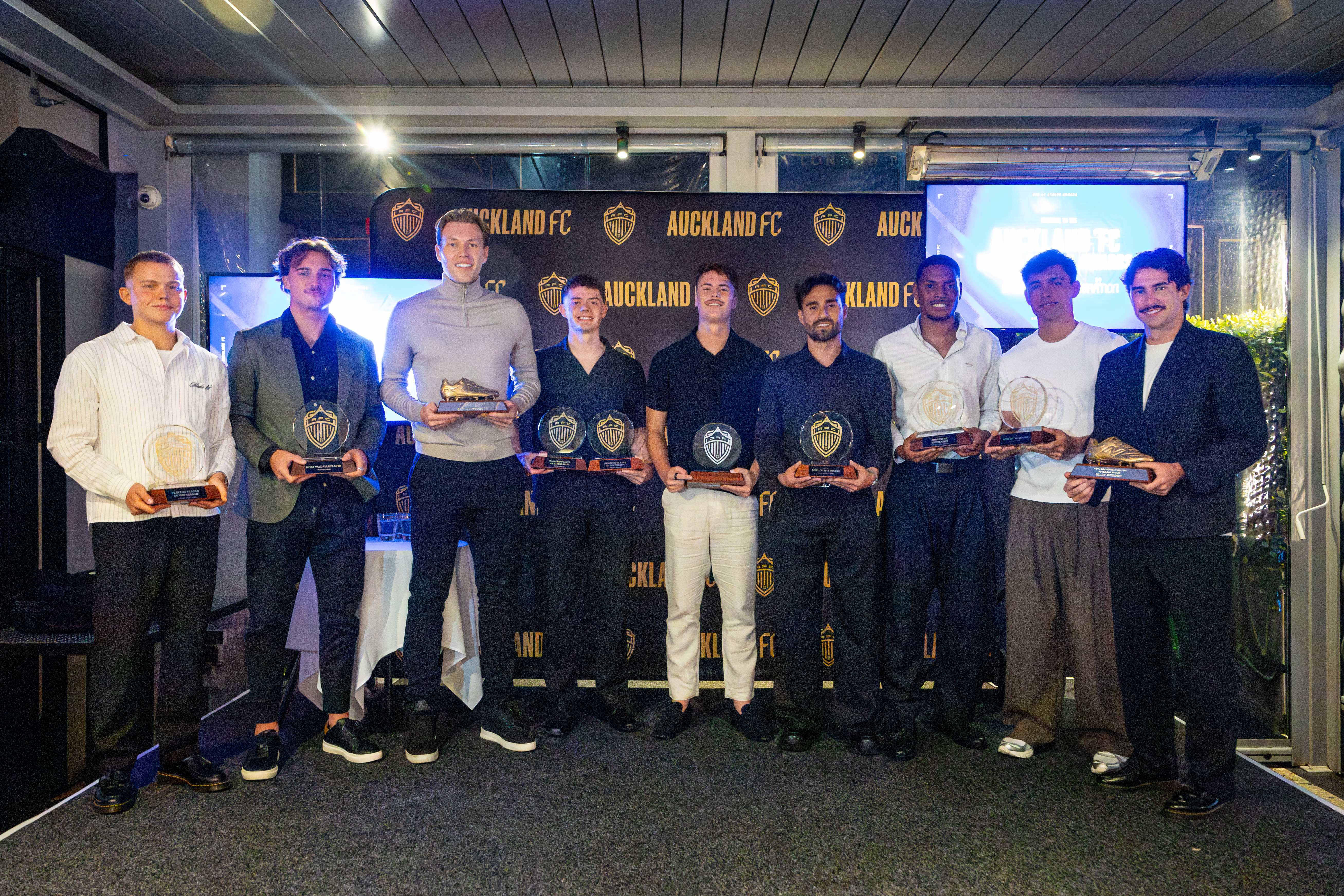 Some of Auckland FC's biggest stars took home the top awards at the club's awards night. Photo / Roshan Nama