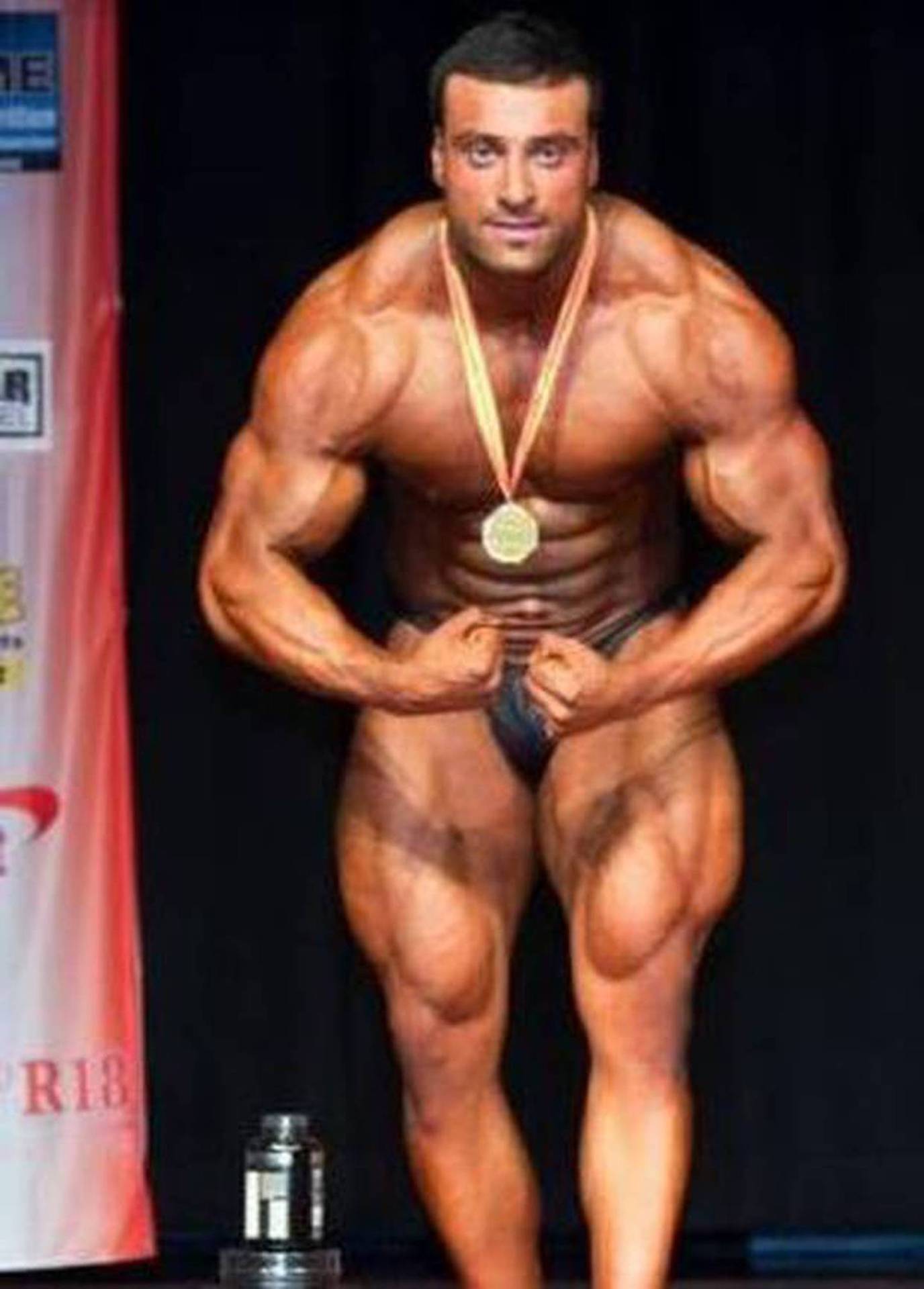Khalid Naser Slaimankhel in a bodybuilding competition. Photo / Supplied