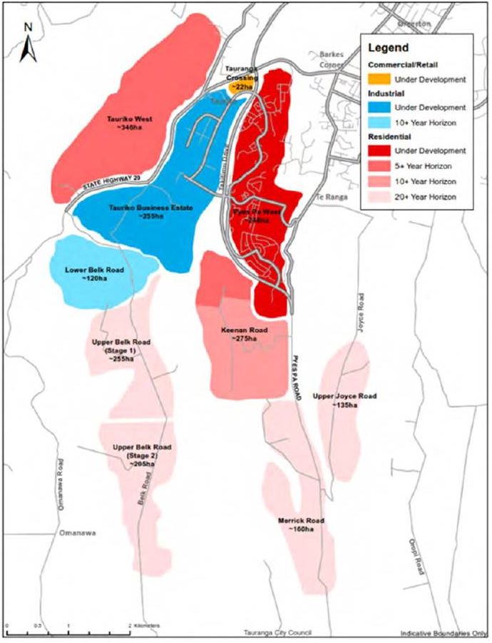 An Indicative Sequencing Schedule capturing future growth plans in Tauranga's Western Corridor. Image / Supplied