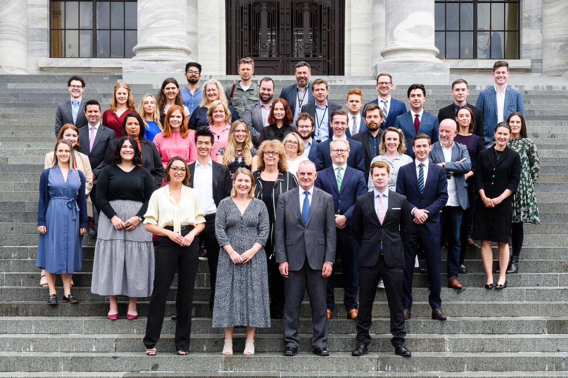 The 2020 official Press Gallery photo with Speaker Trevor Mallard. Photo / Mark Coote