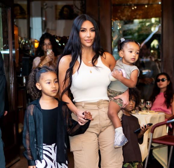 Kim Kardashian is seen with her children North, Saint and Chicago in SoHo. Photo / Getty Images