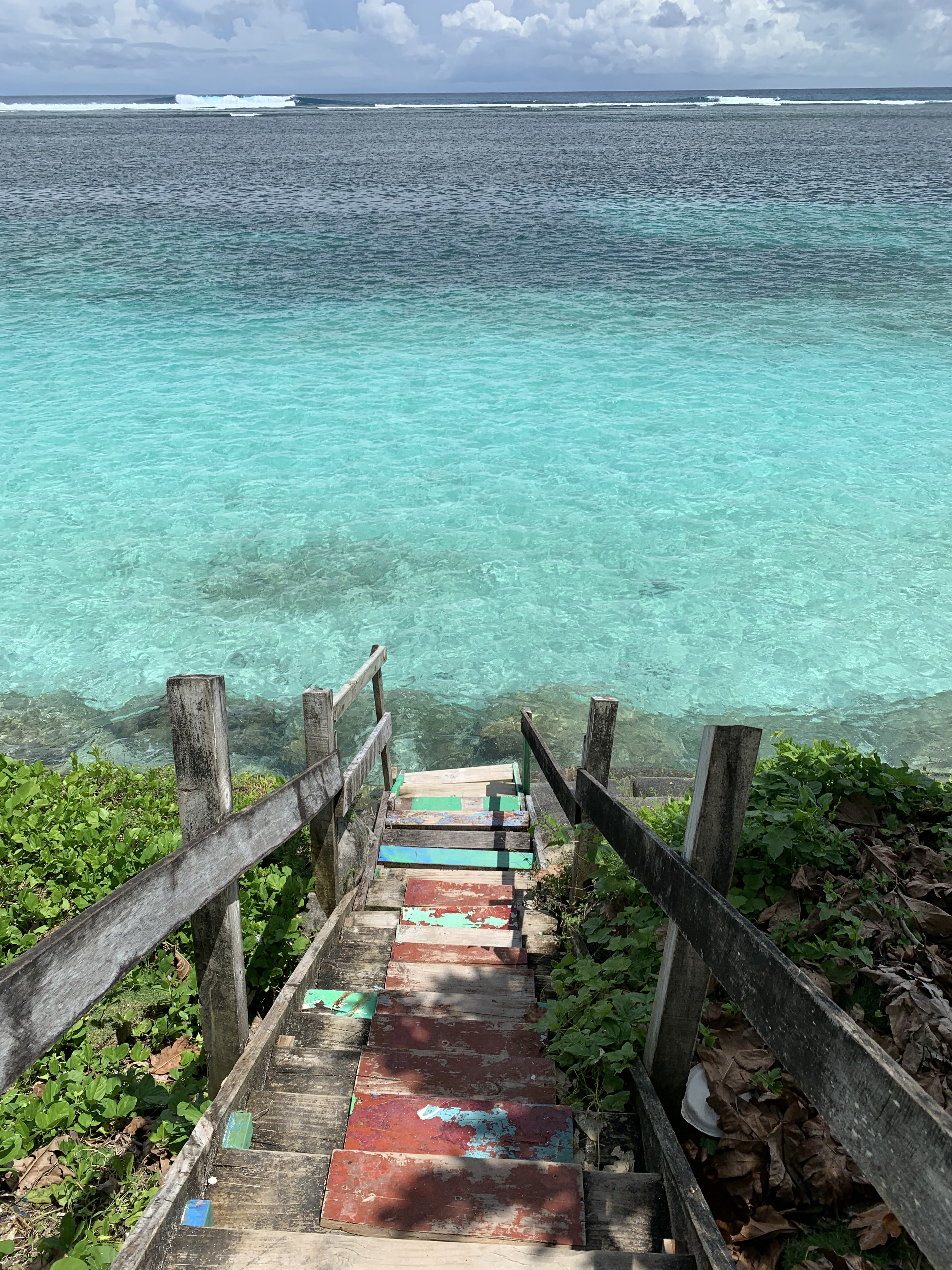 Steps down to a lagoon in Savaii. Photo / Johanna Thornton