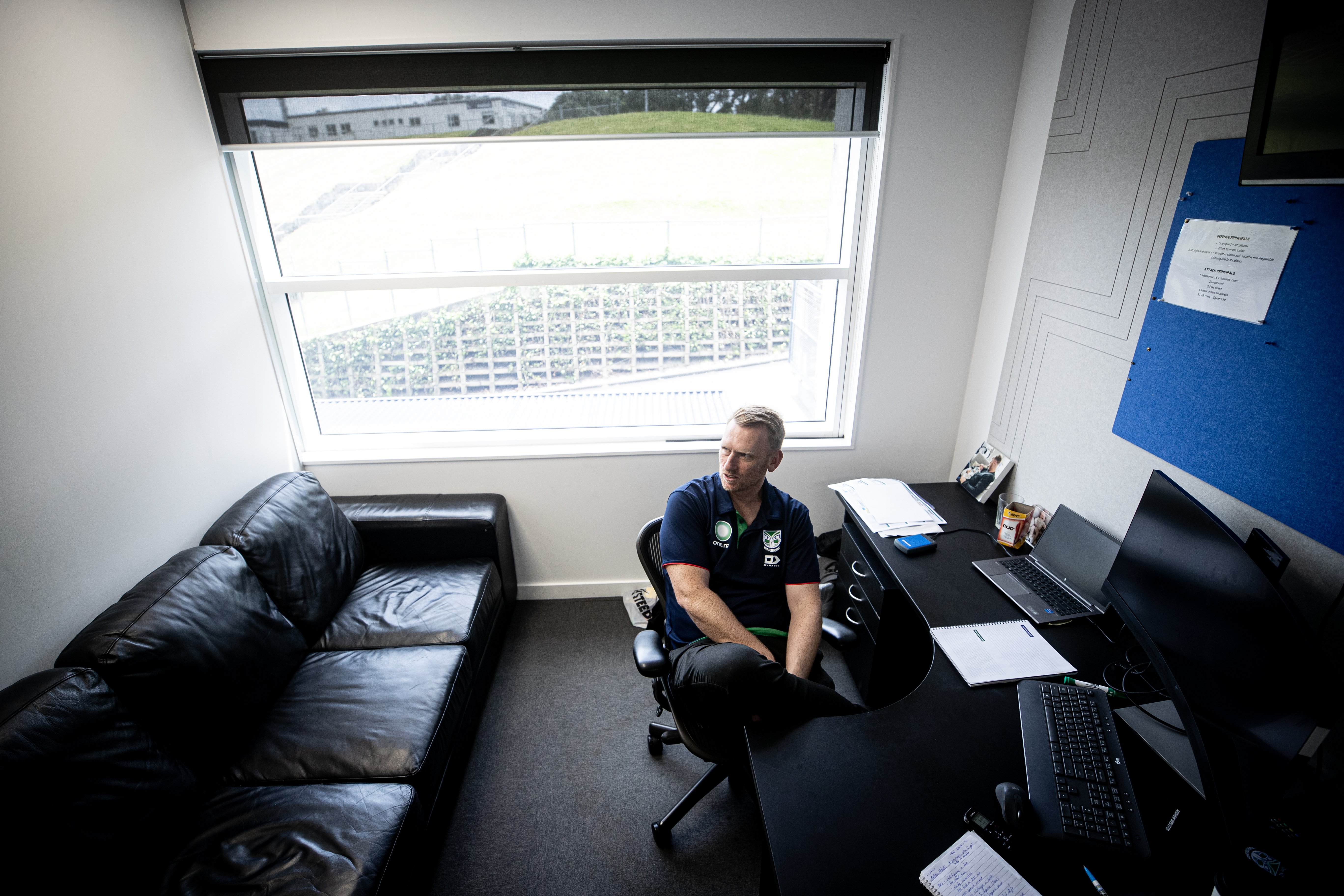 Inside the sparse office of Warriors head coach Andrew Webster. Photo / Dean Purcell