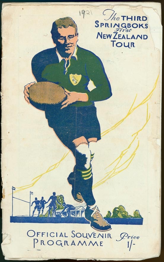The official programme for the 1921 Springboks tour of New Zealand. Photo / Alexander Turnbull Library