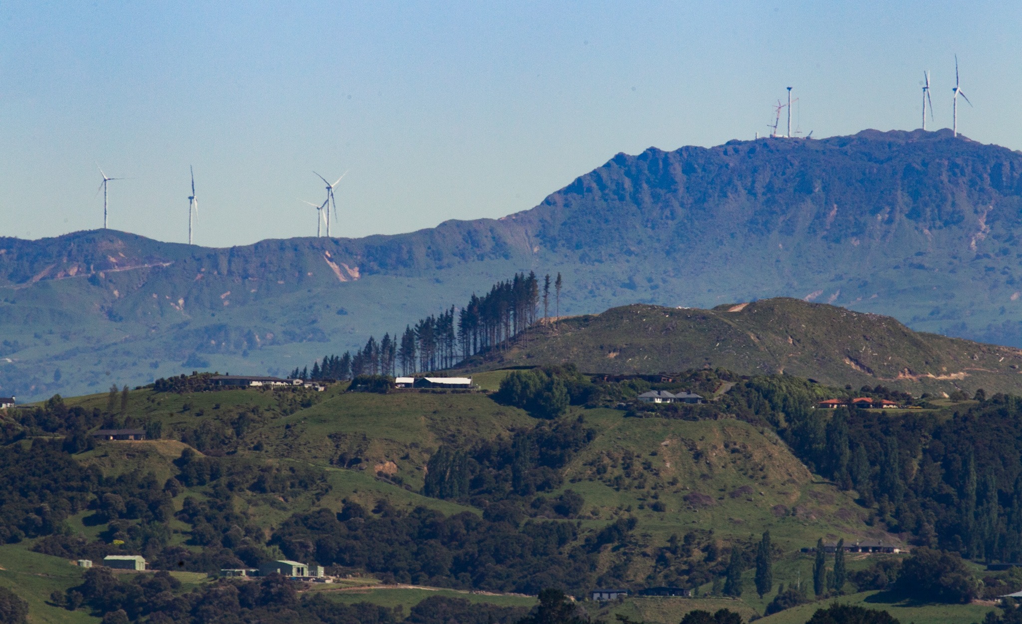 The wind farm is taking shape and is now visible from Napier on the horizon. Photo / Warren Buckland