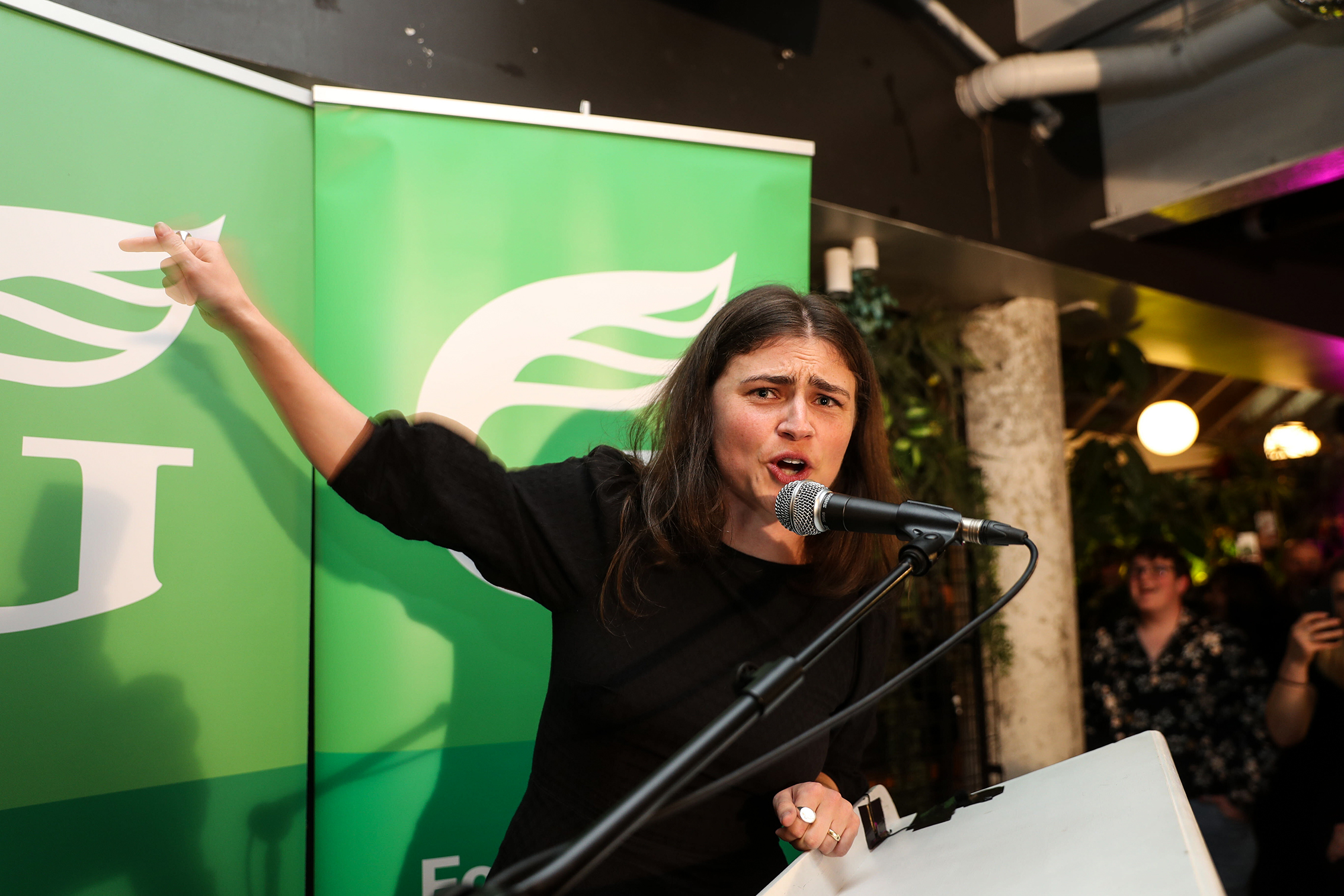 Chlöe Swarbrick on Election Night 2023 after holding Auckland Central. Photo / Michael Craig.